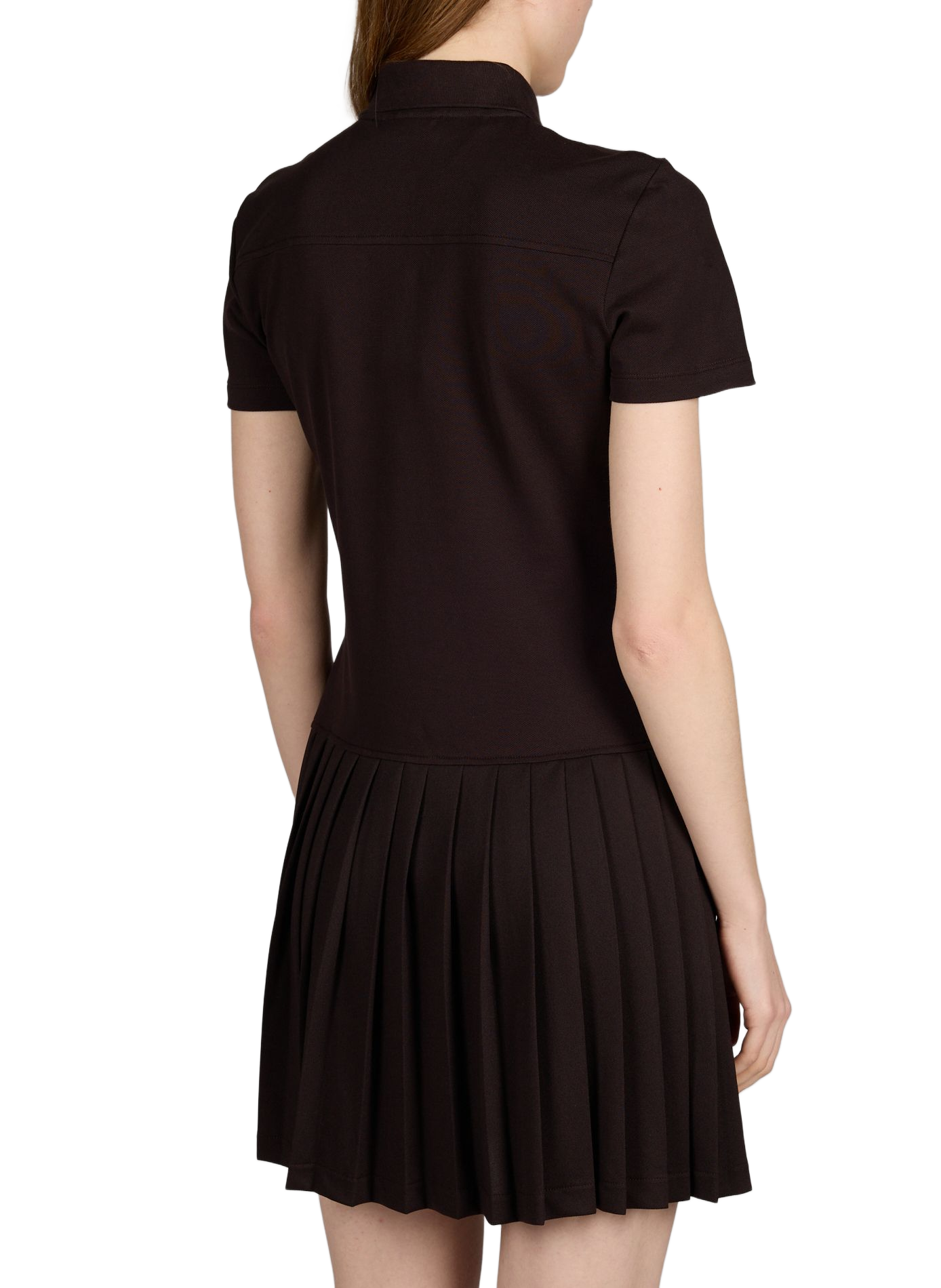 Robe polo plissée en coton piqué stretch LACOSTE Marron