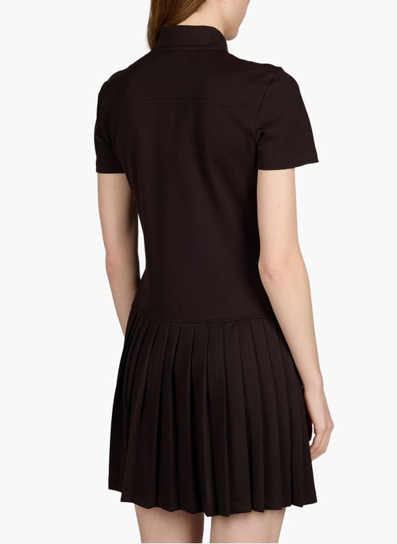 Pleated polo dress in stretch piqu cotton Brown Lacoste - Women | Printemps.com Pleated polo dress in stretch piqu cotton Brown Lacoste - Women | Printemps.com