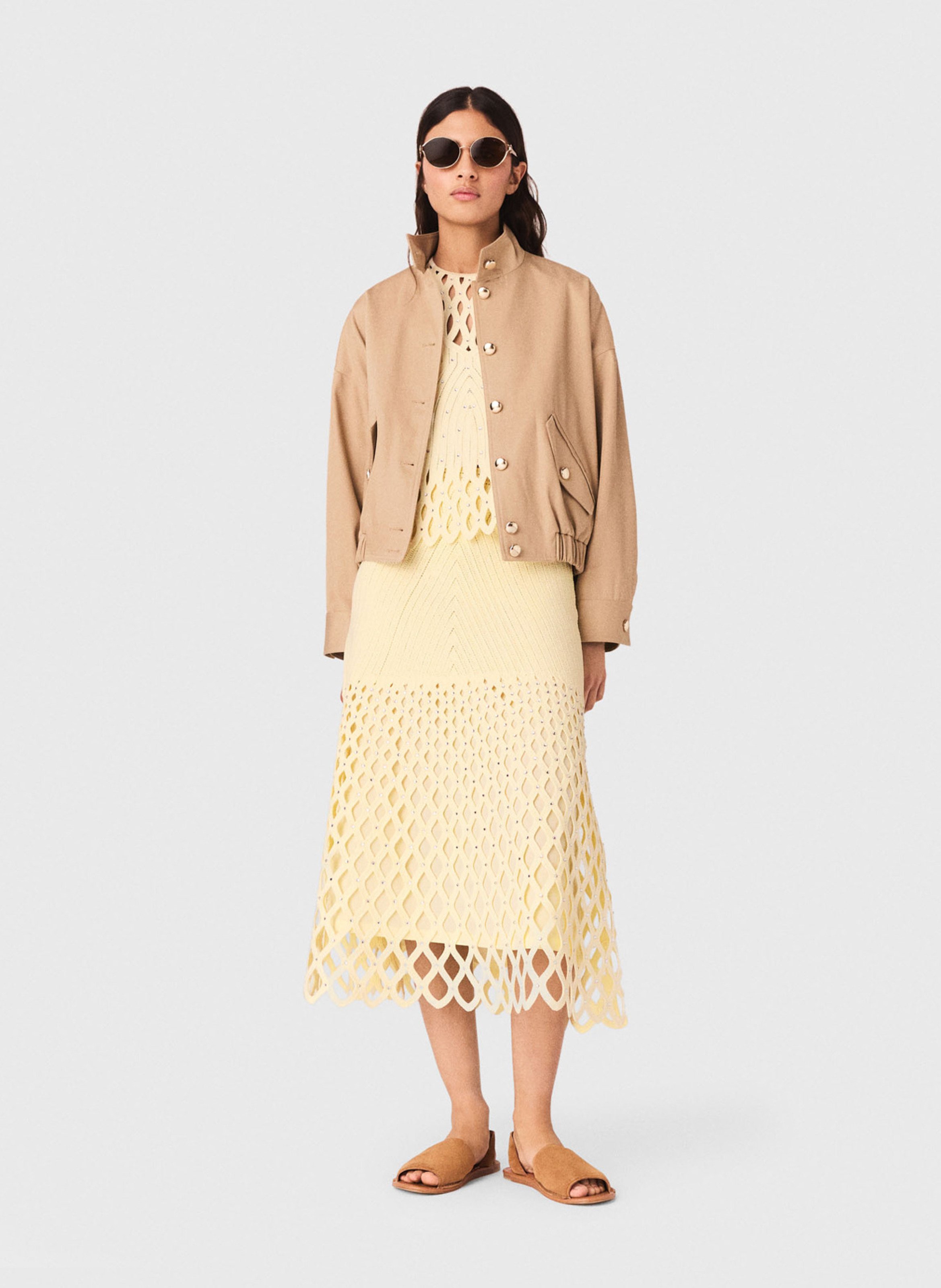 Jupe midi ajourée MAJE Jaune