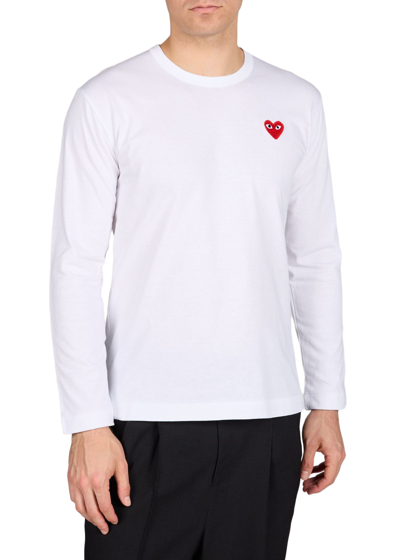 Straight round neck embroidered cotton t-shirt COMME DES GARCONS PLAY White