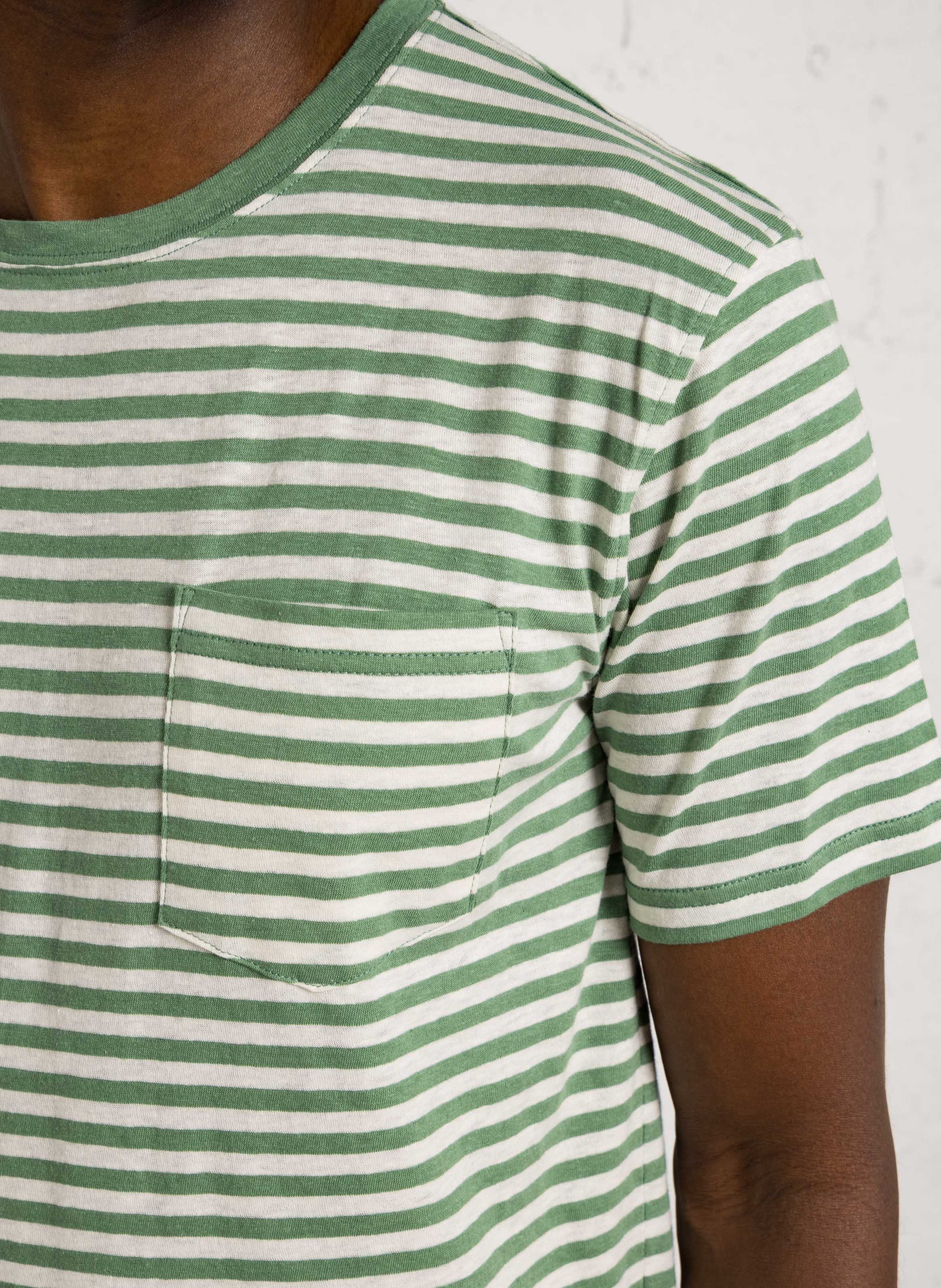 Round neck regular-fit striped T-shirt in mixed cotton ARMOR-LUX Green