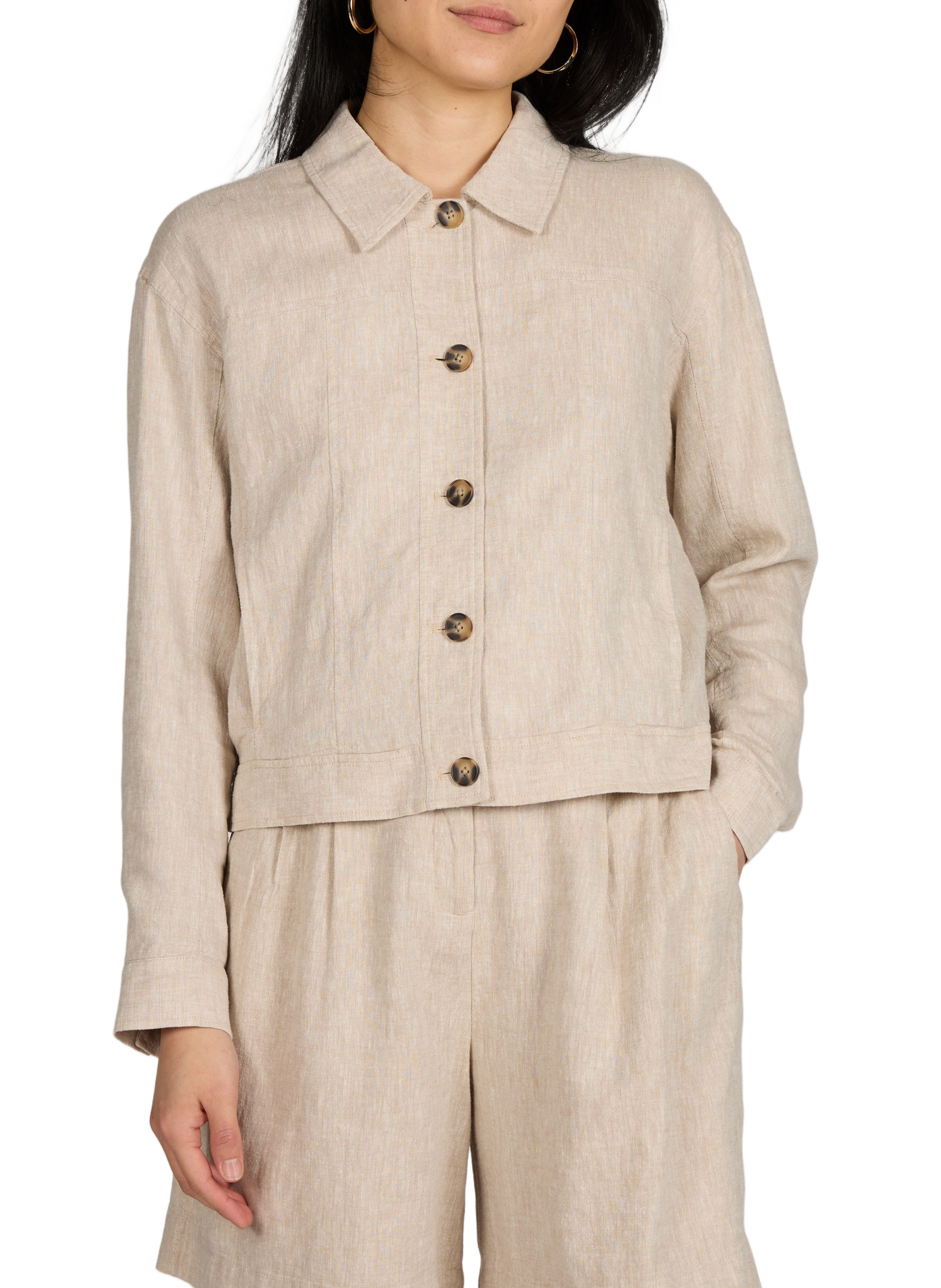 Viana Ginia round-neck linen jacket MSCH Beige