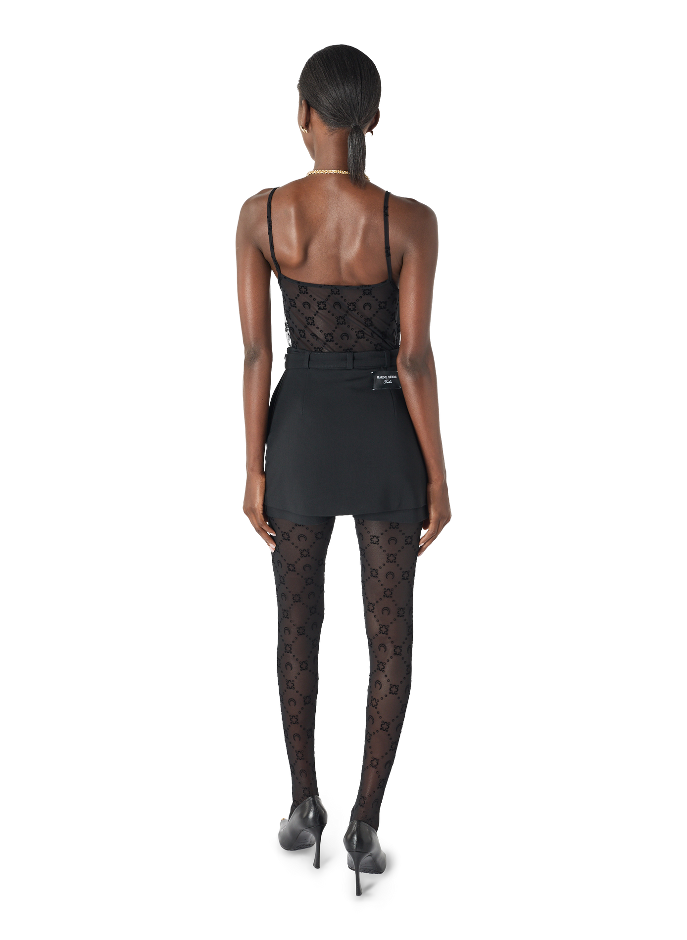 Collants mesh floquée moonogram MARINE SERRE Noir