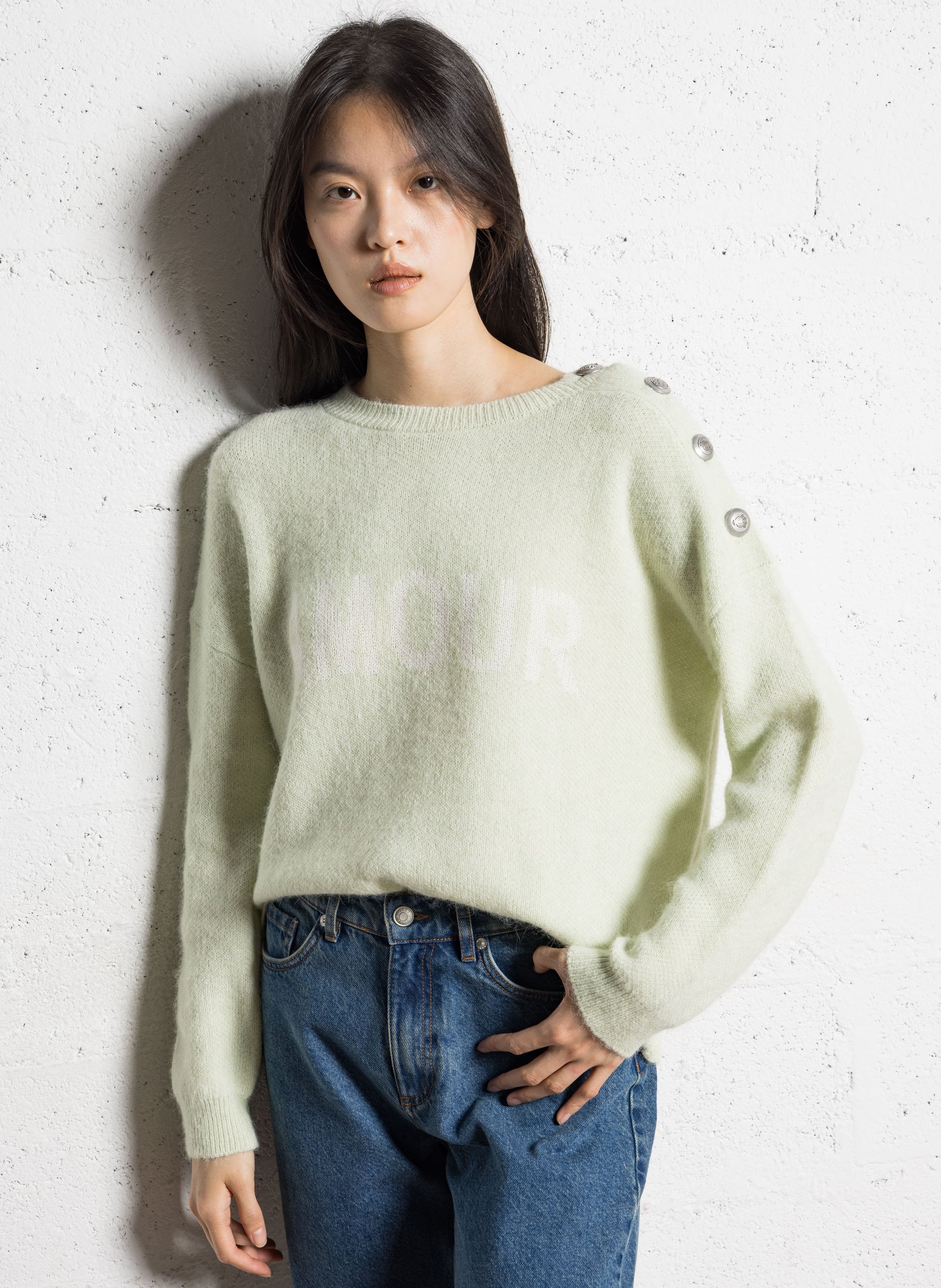 Pull droit col rond en maille IKKS Vert