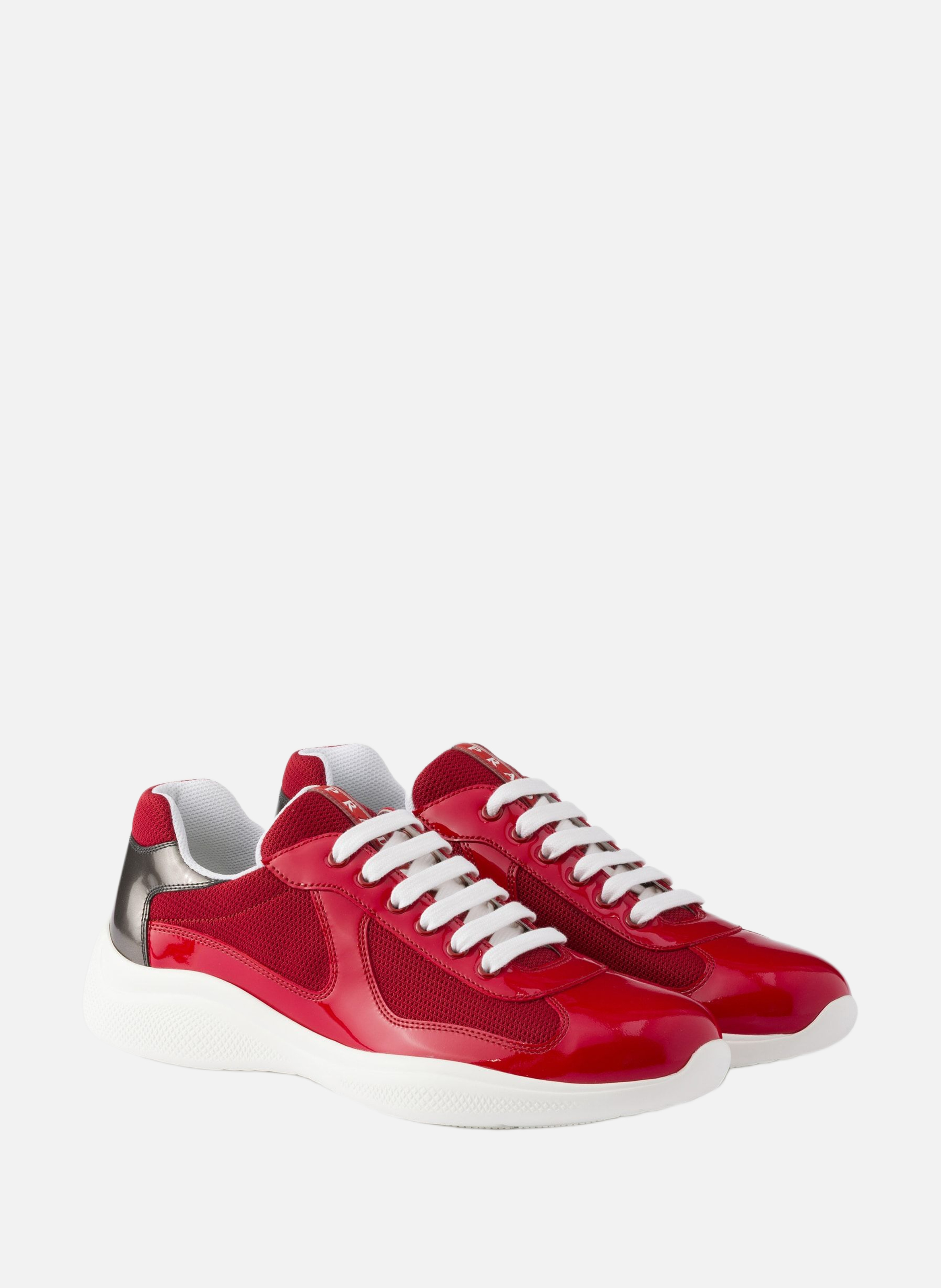 Sneakers prada america’s cup en cuir verni et tiss PRADA Rouge
