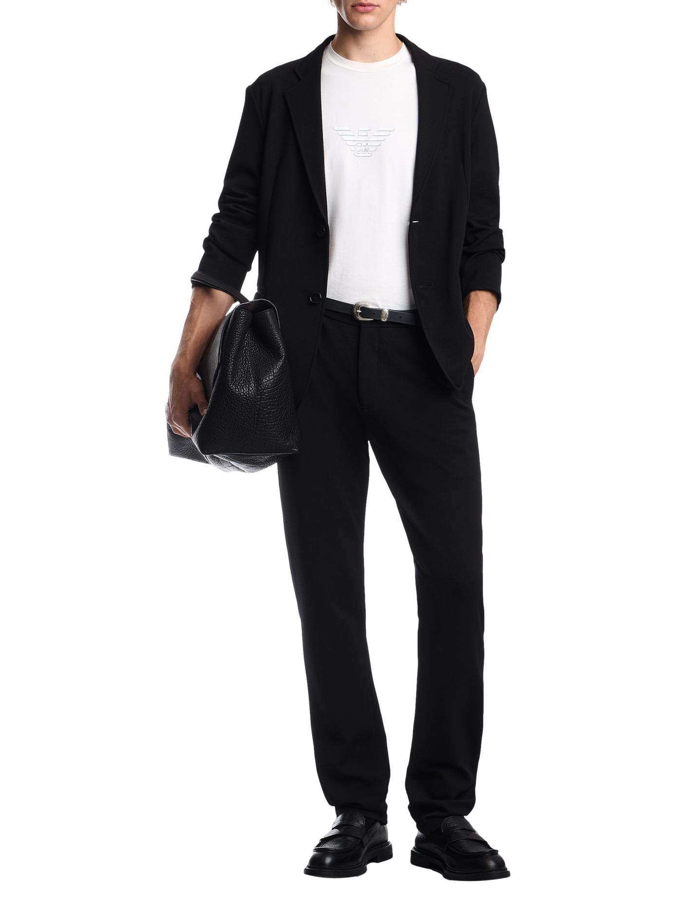 Blazer droit en jersey EMPORIO ARMANI Noir