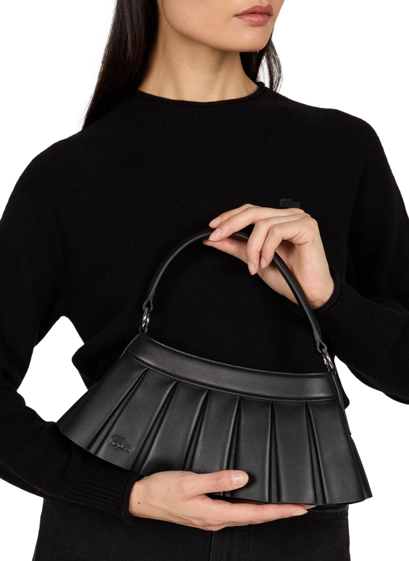 sac à main en cuir LACOSTE Noir