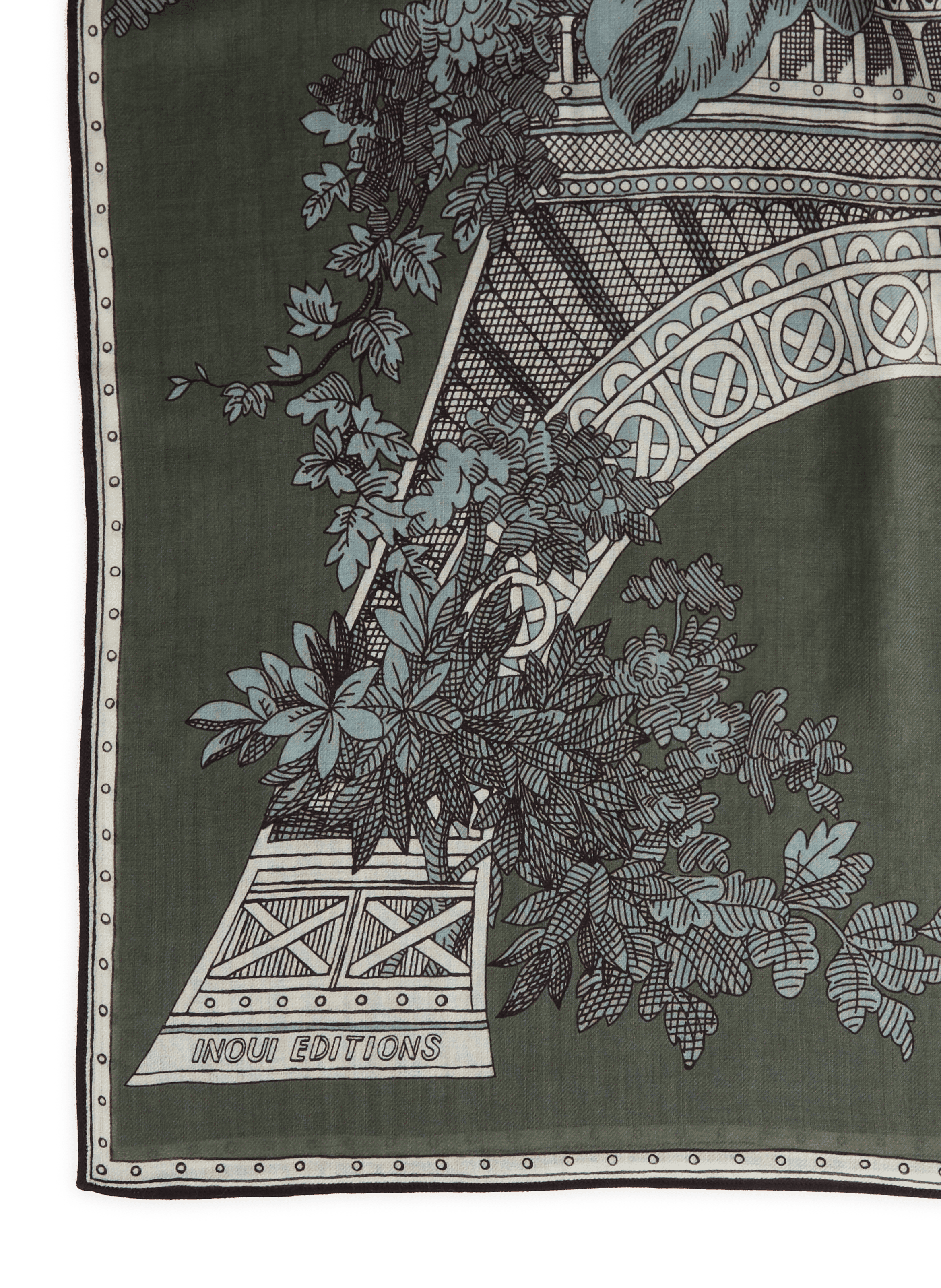 Printed wool scarf 1889 INOUI EDITIONS Khaki