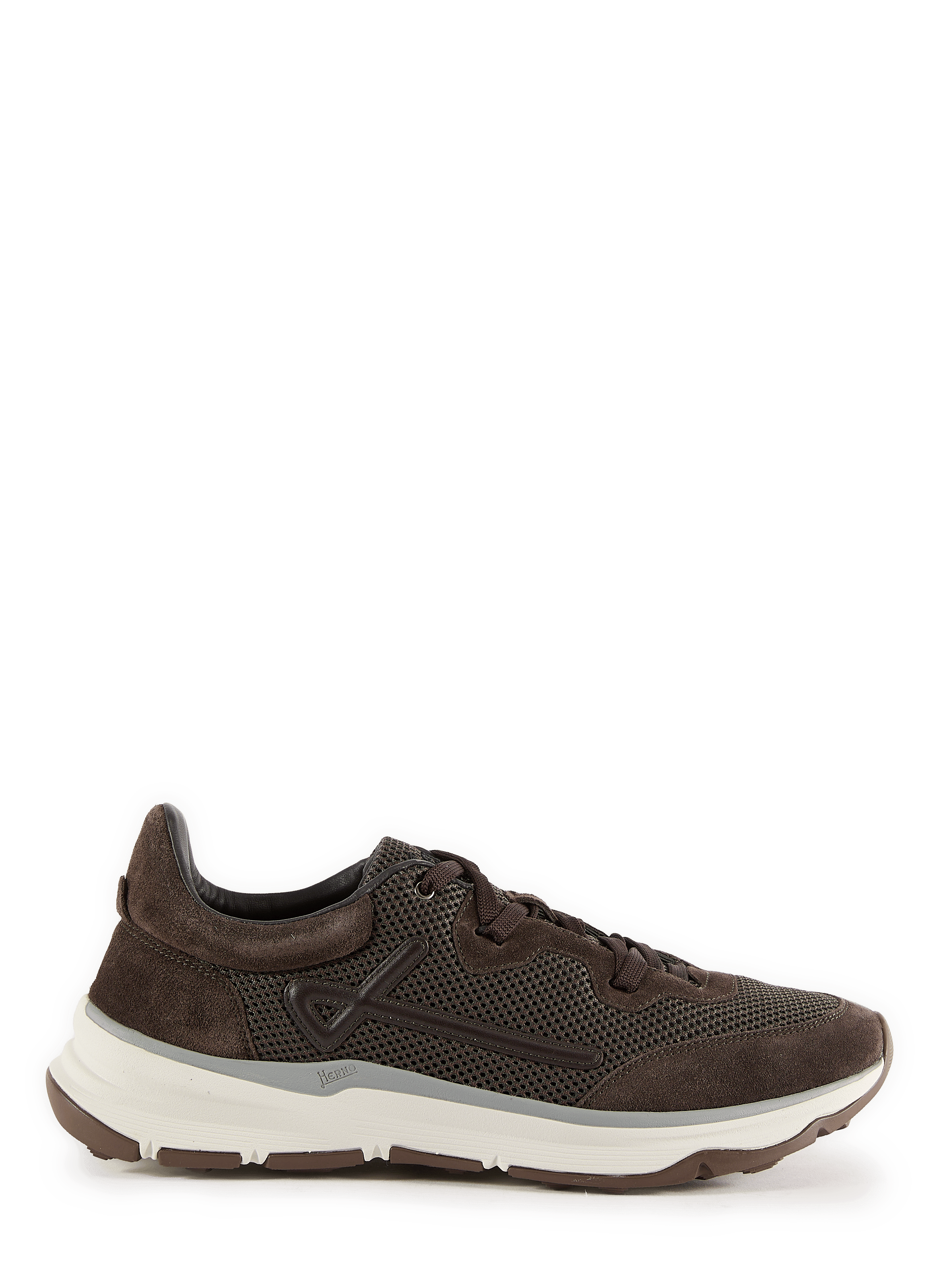 Low-top suede and mesh sneakers HERNO Brown