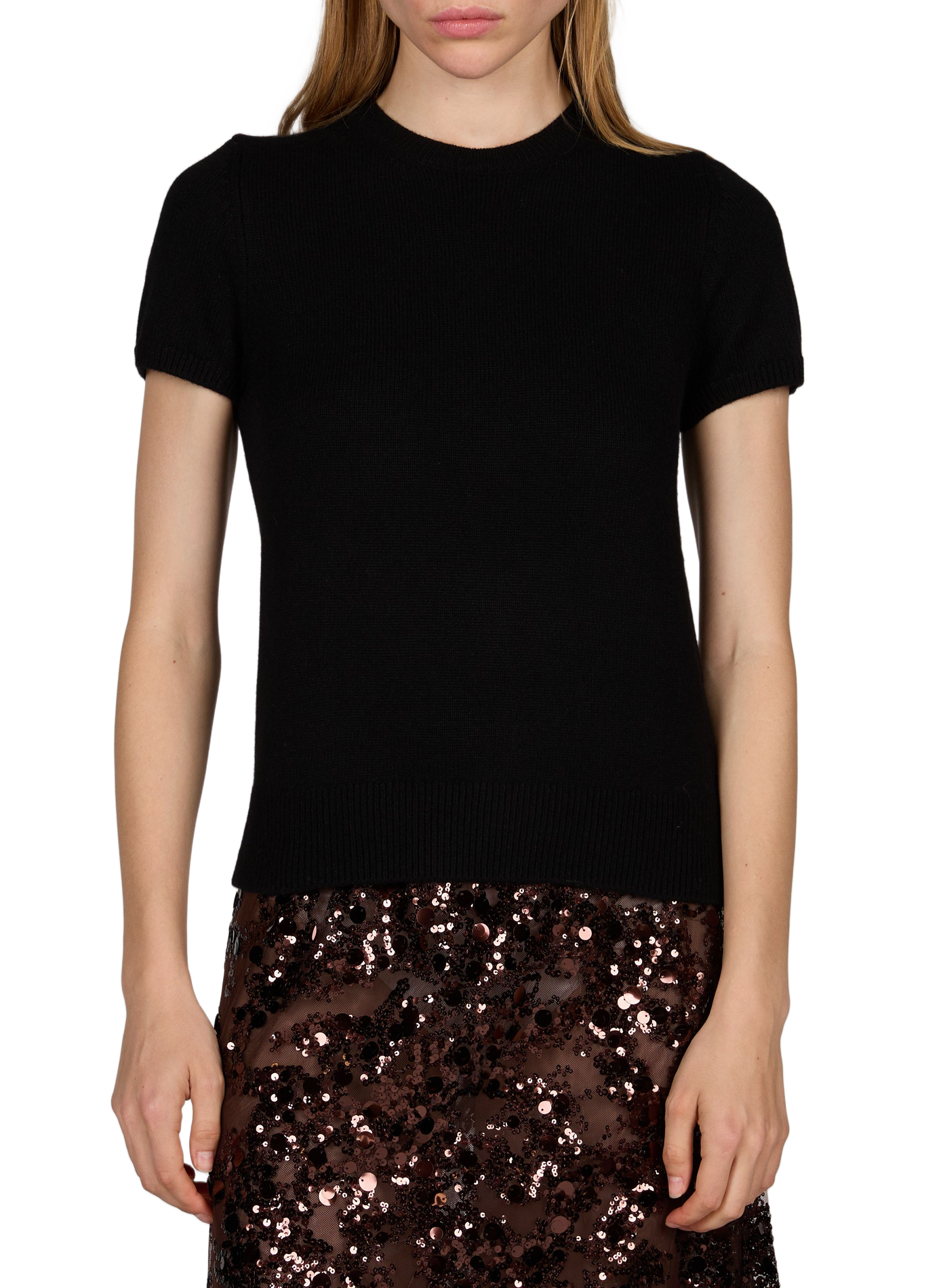Short-sleeve wool blend sweater DUNST Black