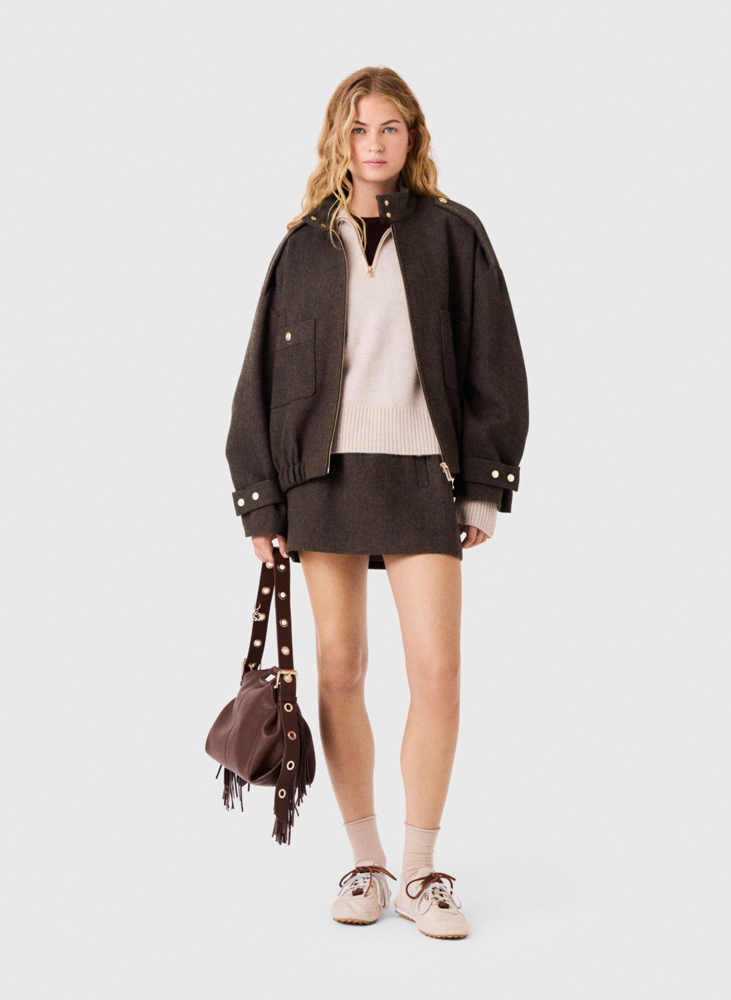 Veste oversize en laine mélangée MAJE Marron