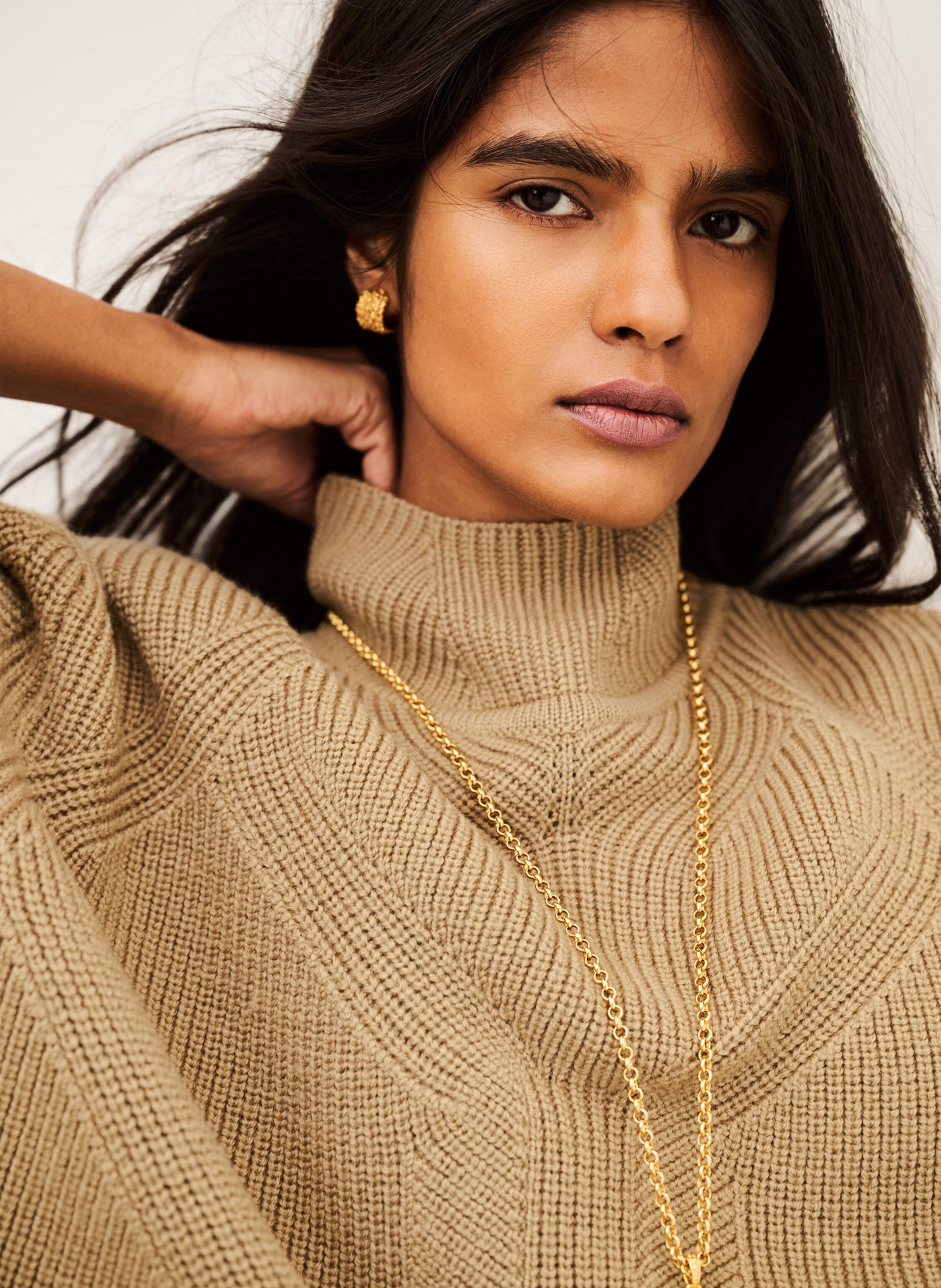 Pull ample col montant en laine lola BA&SH Marron
