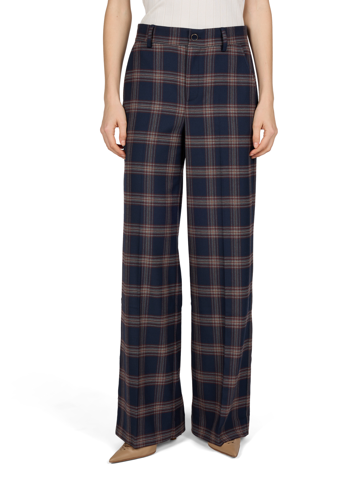 Straight-leg trousers with Pedrochecks pattern PETITE MENDIGOTE Blue