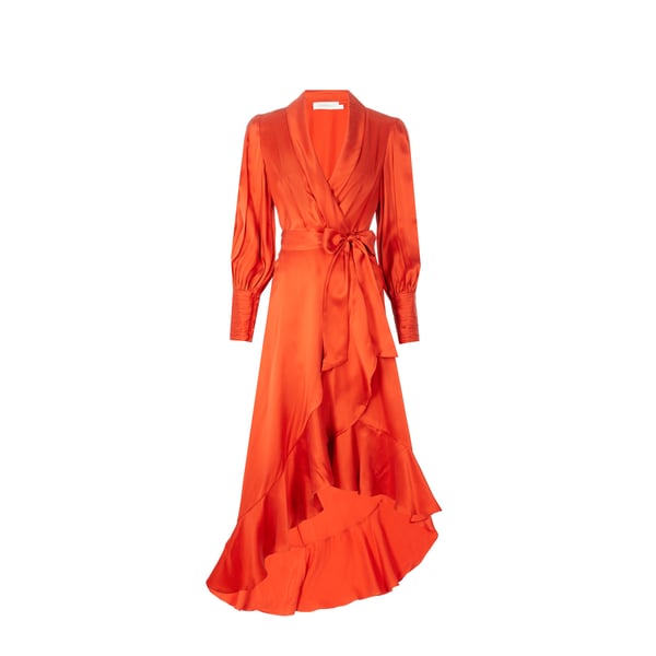 Robe midi portefeuille en soie