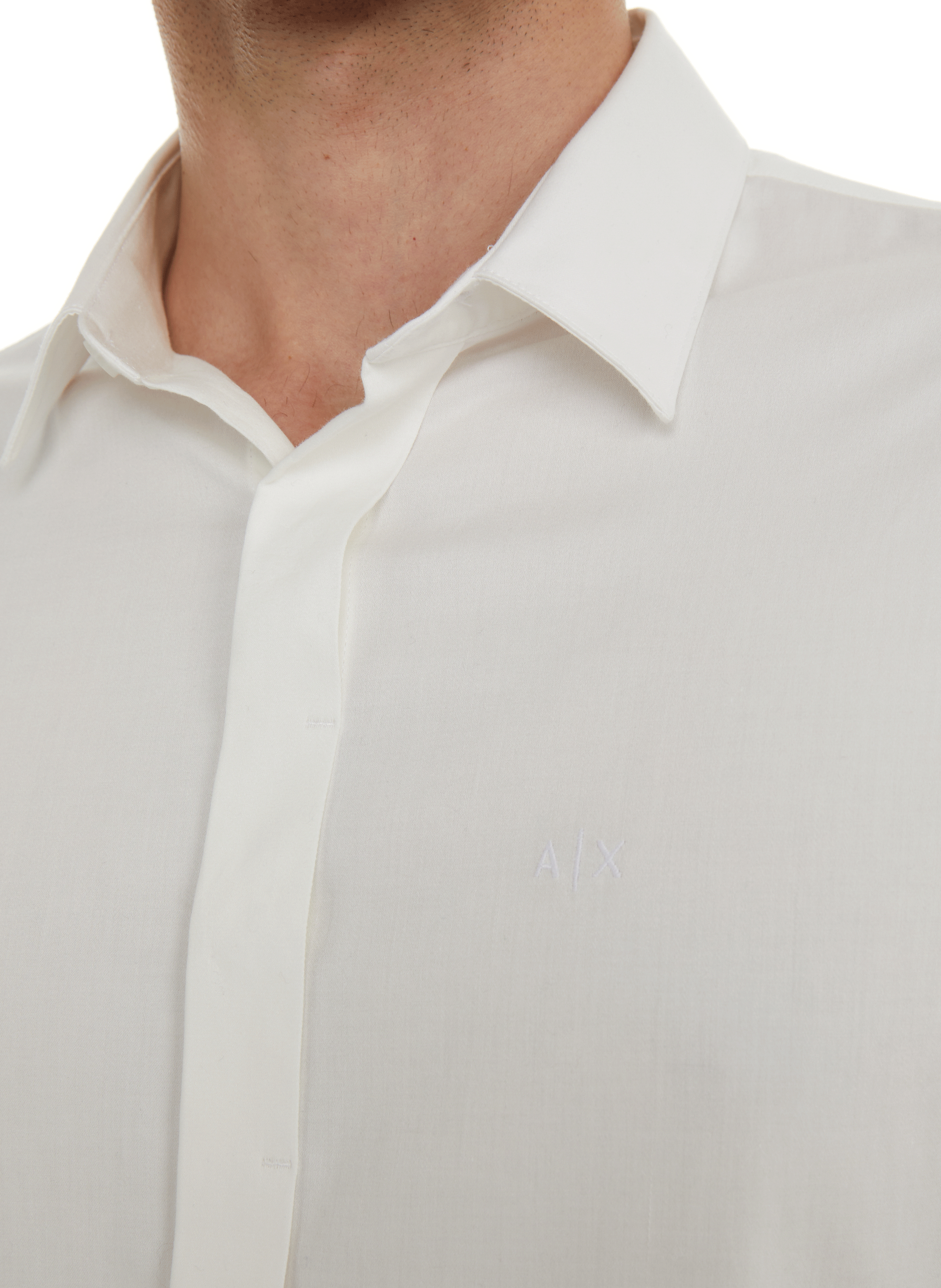 Button Down long-sleeve cotton Shirt ARMANI EXCHANGE White