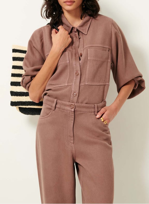 Veste col classique en jean leone Beige by SESSUN SESSUN Veste col classique en jean leone Beige