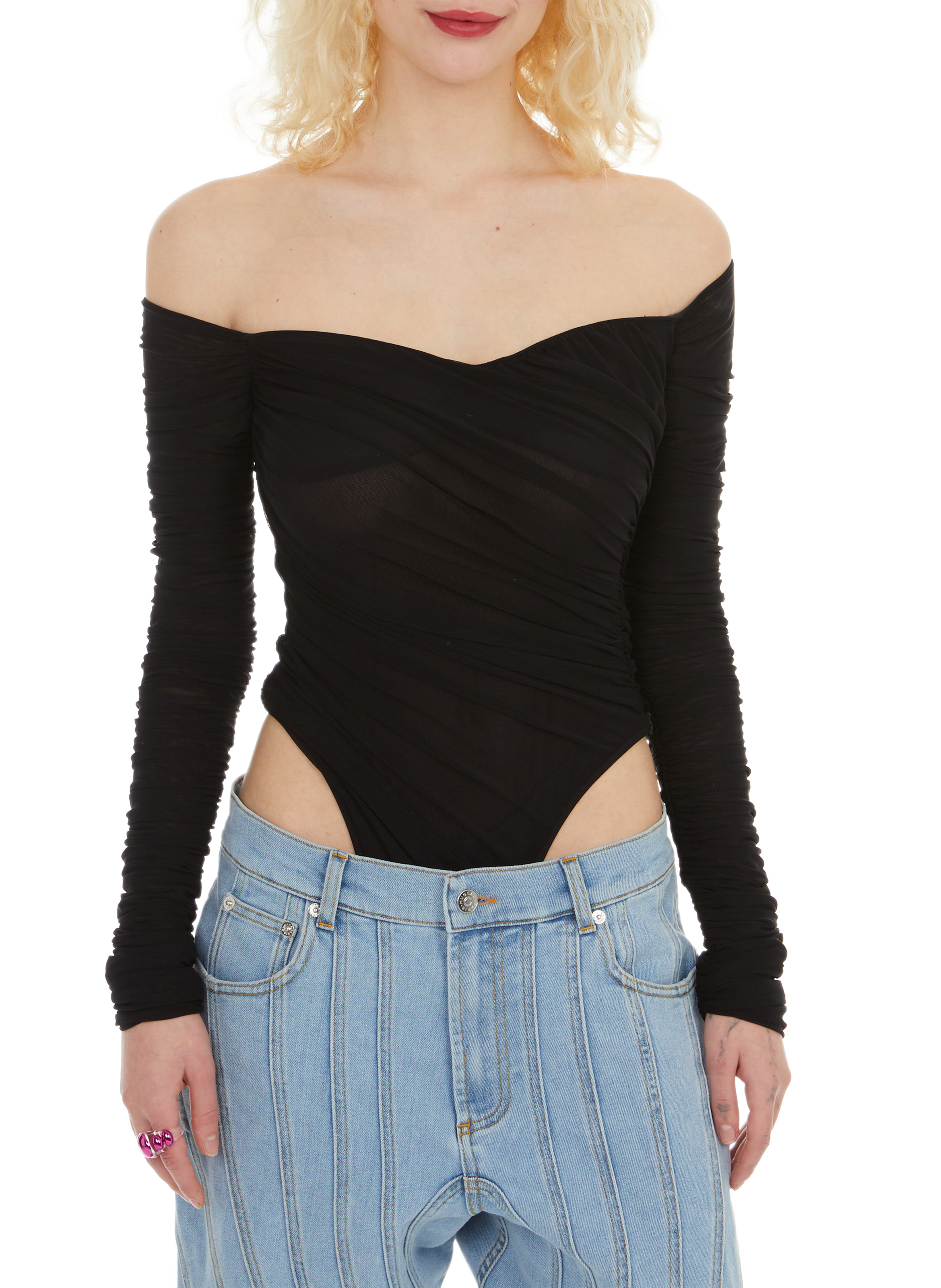 Gathered bodysuit MUGLER Black