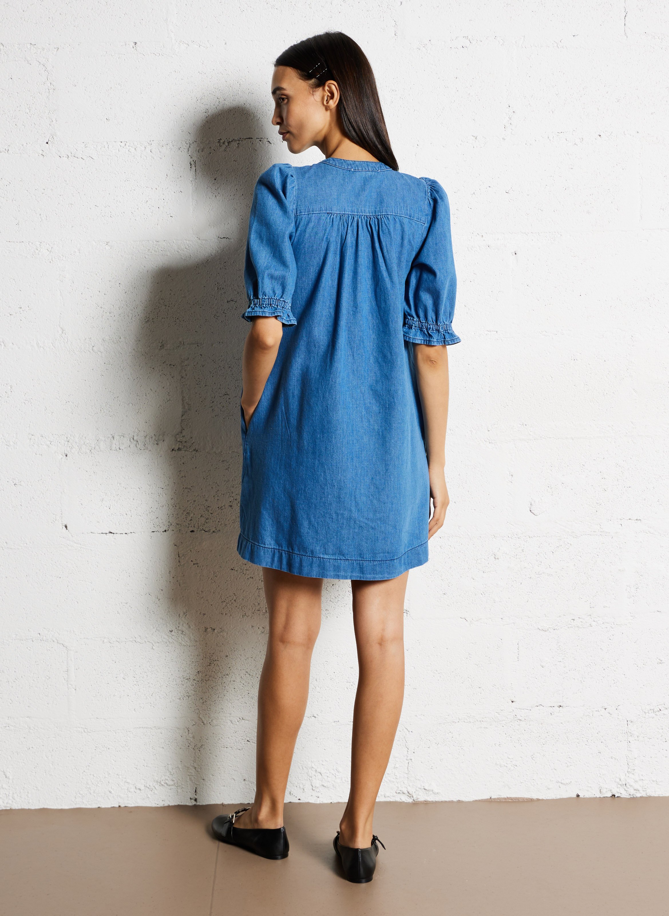 Robe courte col rond en jean Liconi BA&SH Bleu