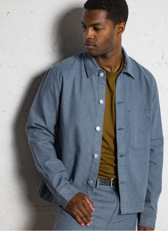 Veste droite en jean effet chiné Bleu by IKKS IKKS Veste droite en jean effet chiné Bleu
