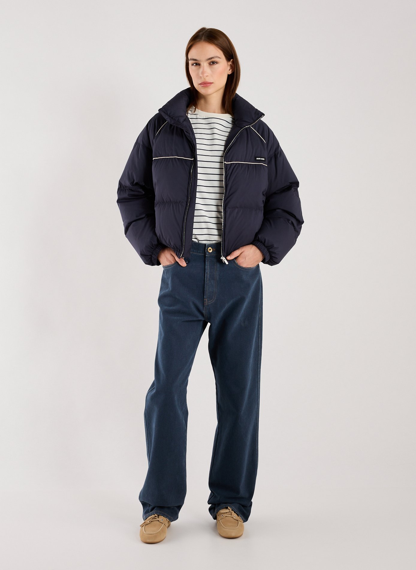 Doudoune courte matelassée MIU MIU Bleu