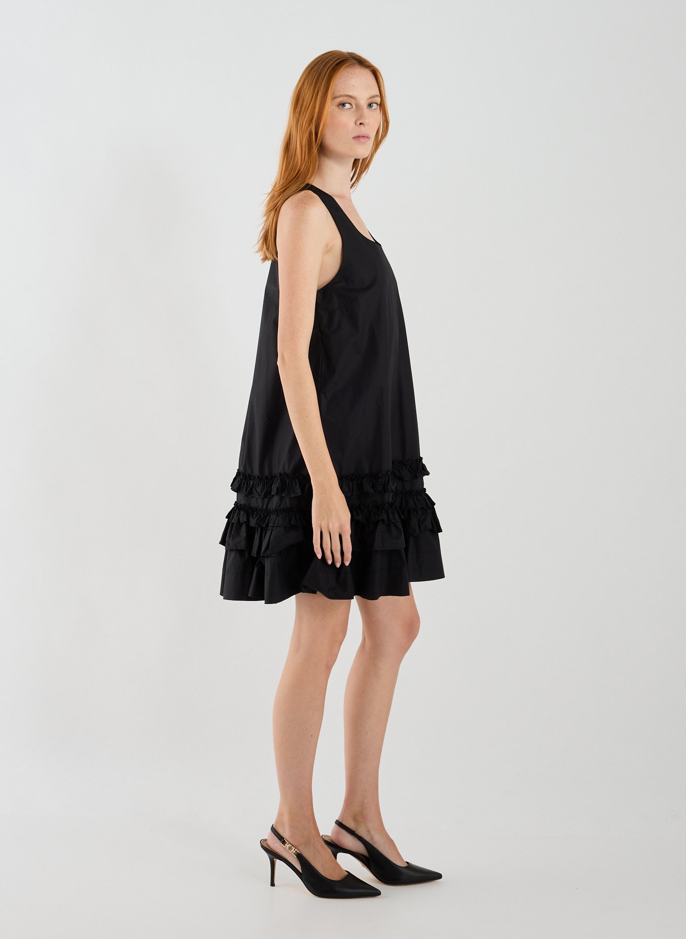 Cotton V-neck dress Black
