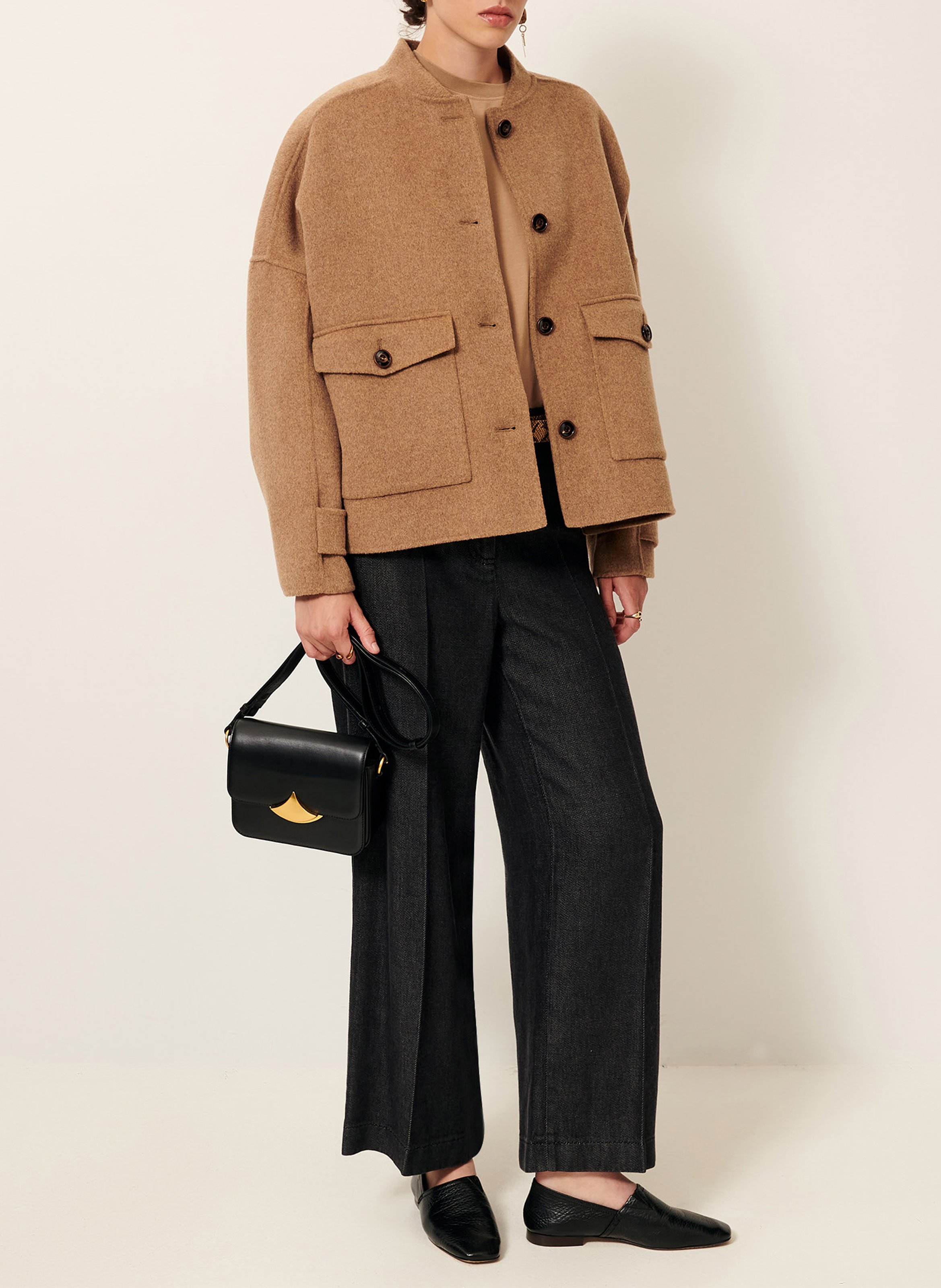 Veste droite en laine mélangée yalespring SESSUN Beige