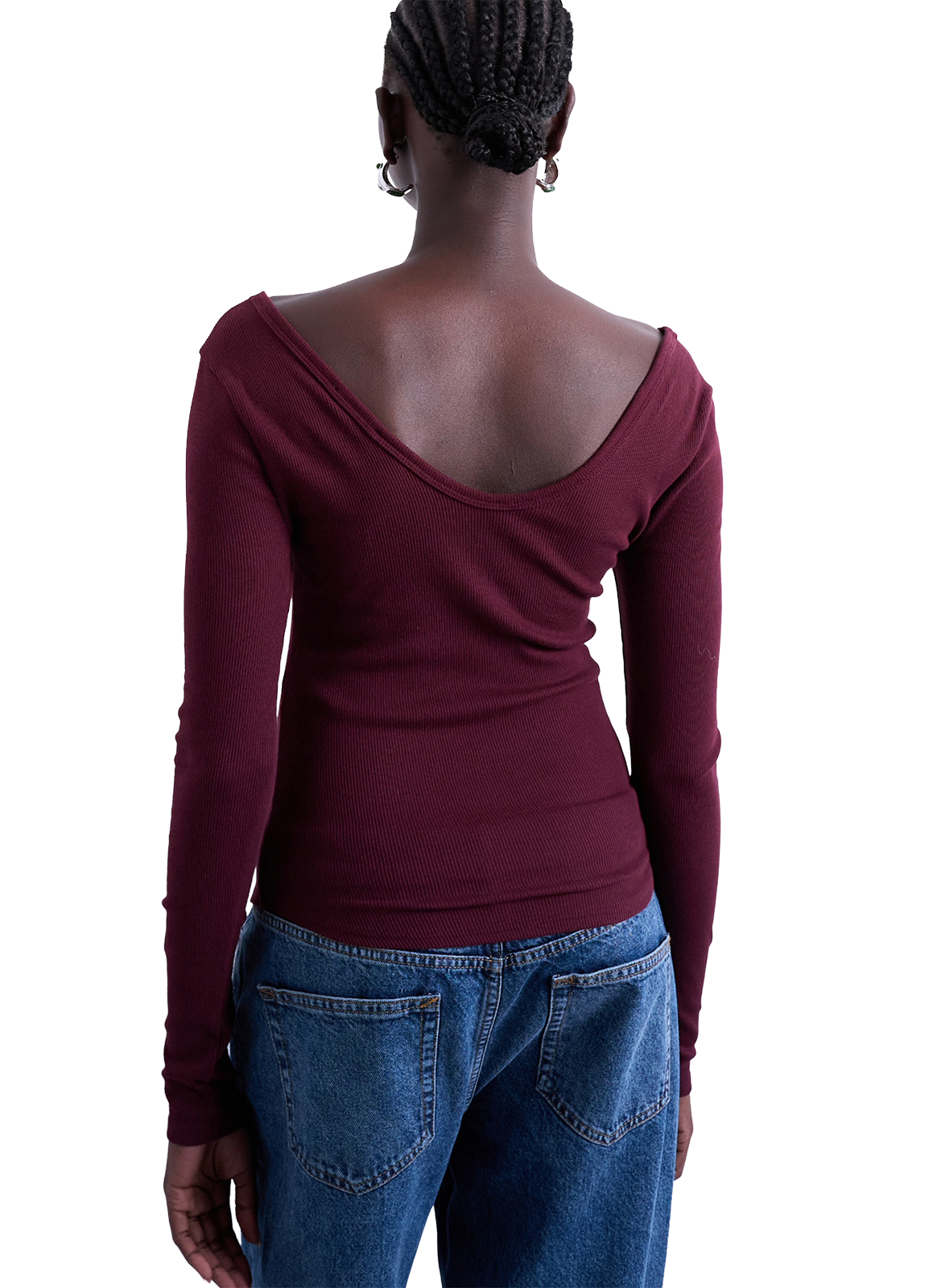 Top à manches longues en coton mélangé TOPSHOP Rouge