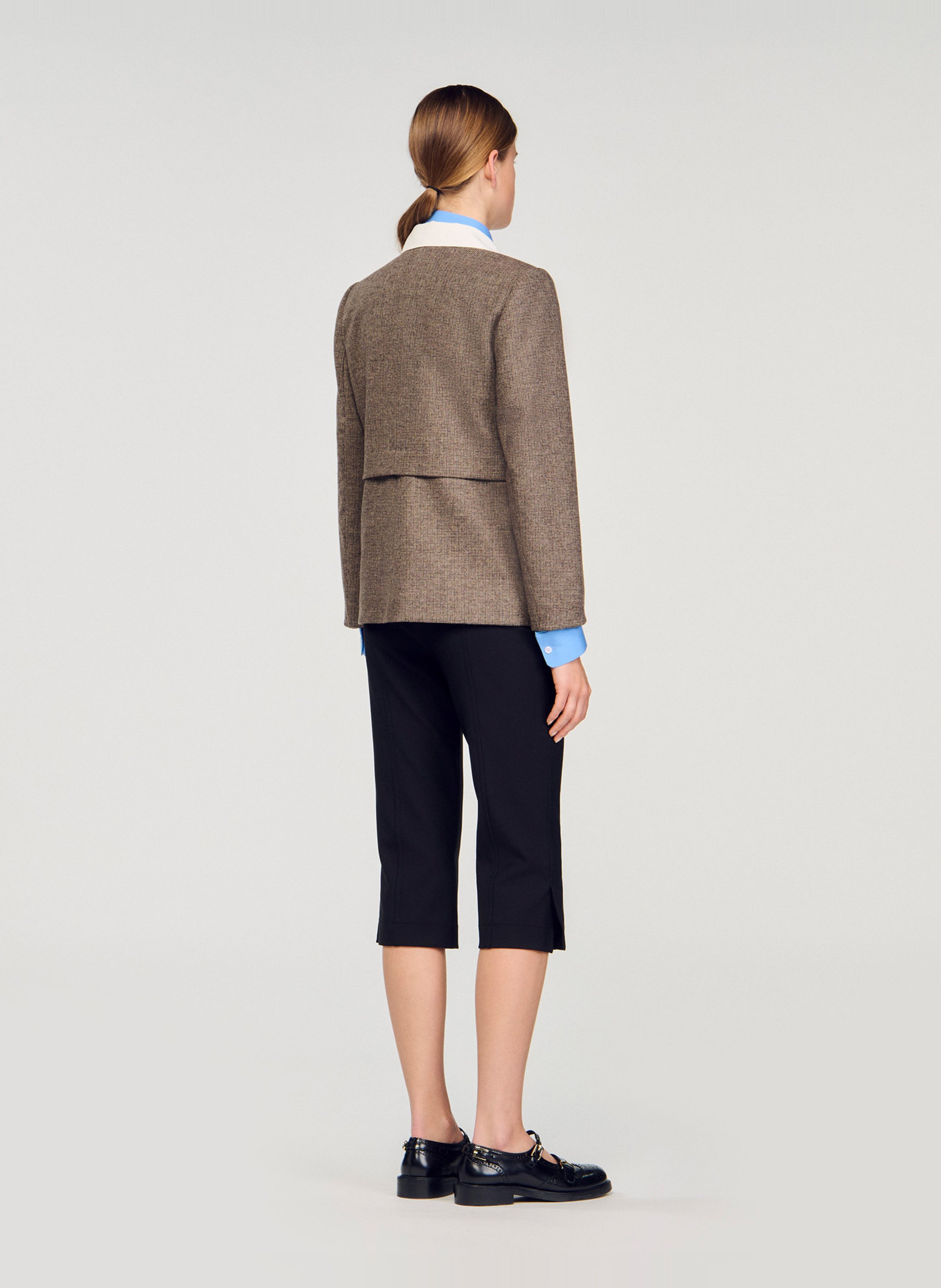 Veste tailleur droite imprimée SANDRO Marron