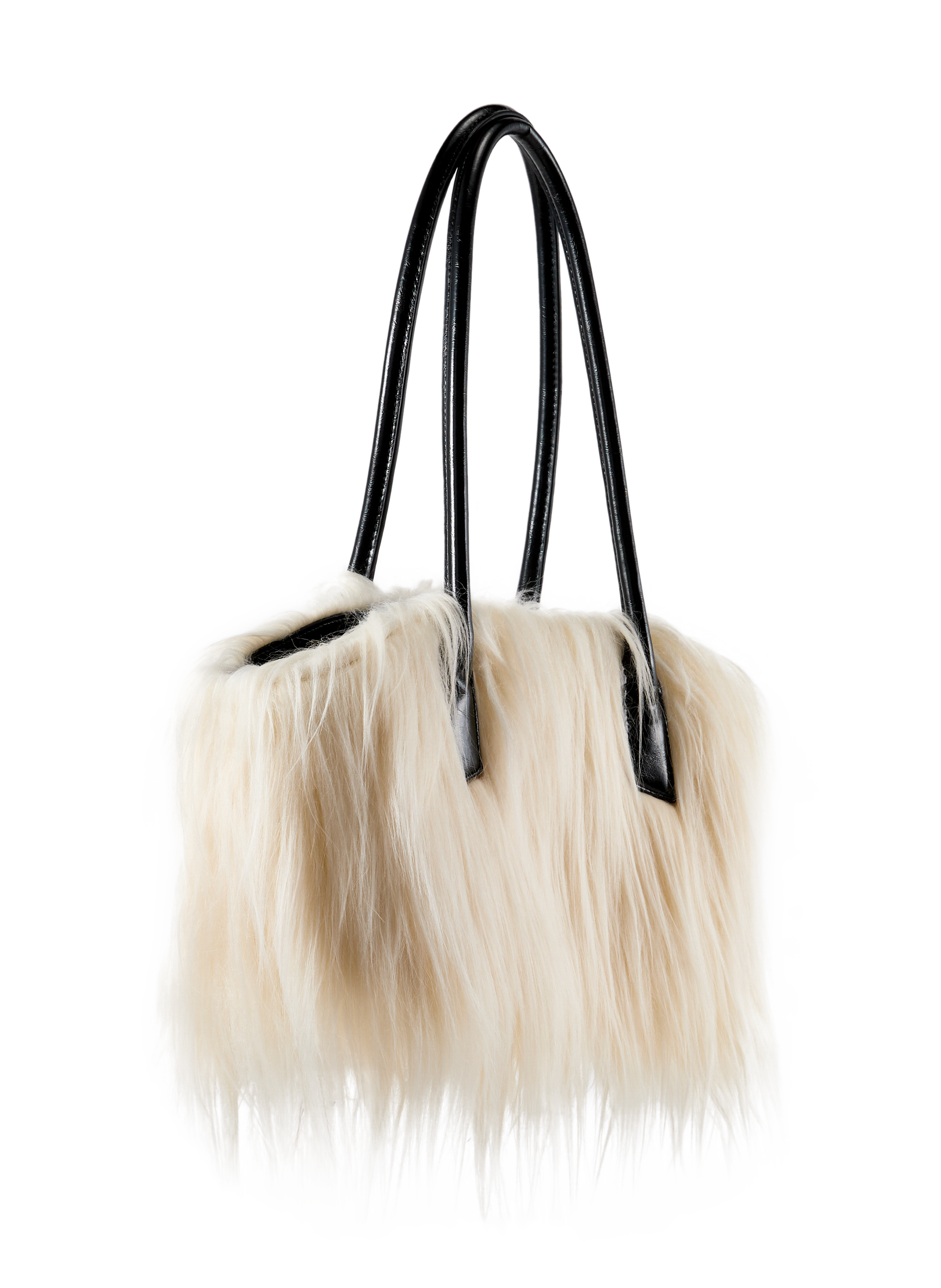 Sac épaule effet fourrure TOPSHOP Blanc