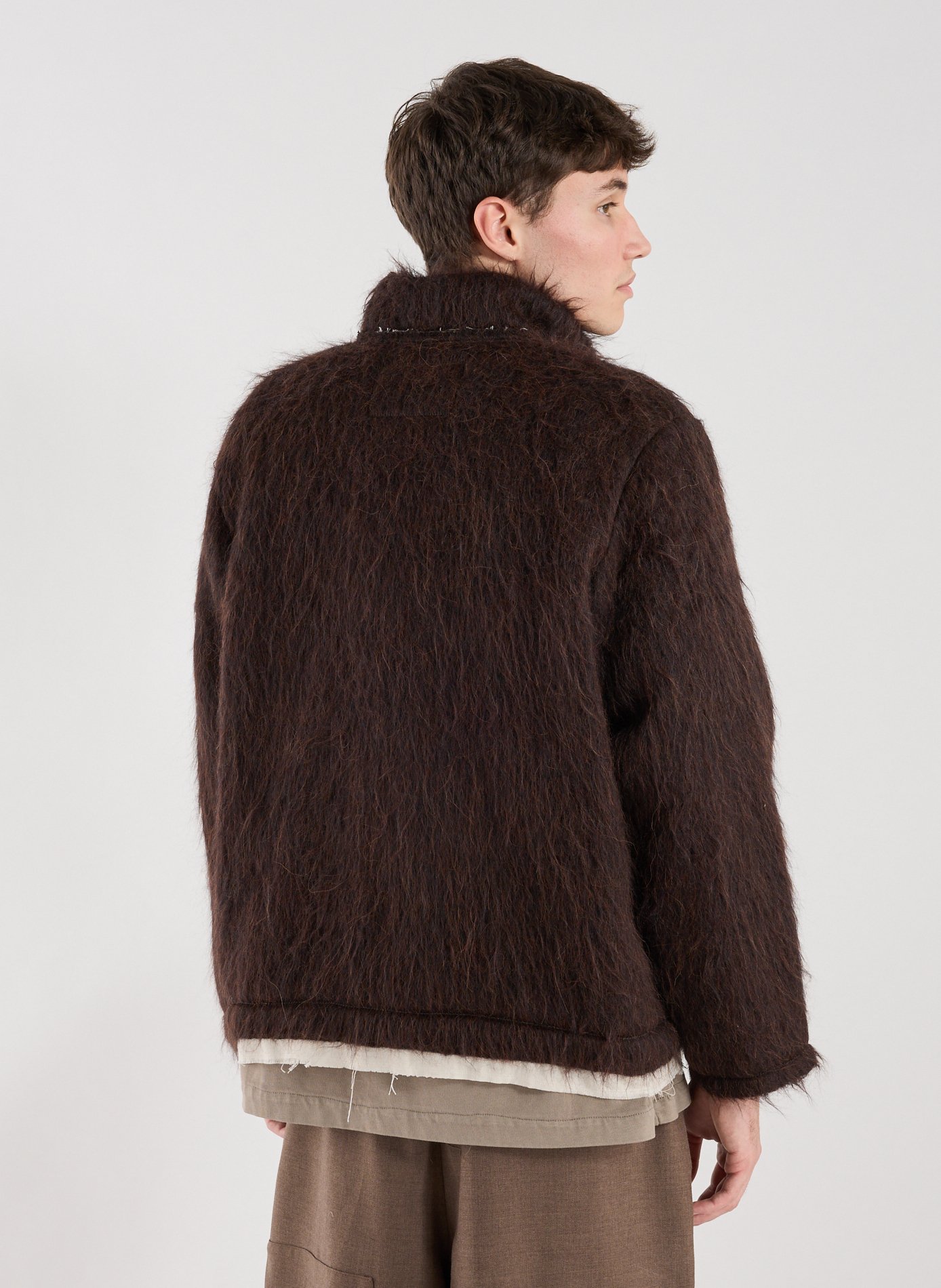 Straight fleece anorak with high collar in cotton CAMIEL FORTGENS Brown