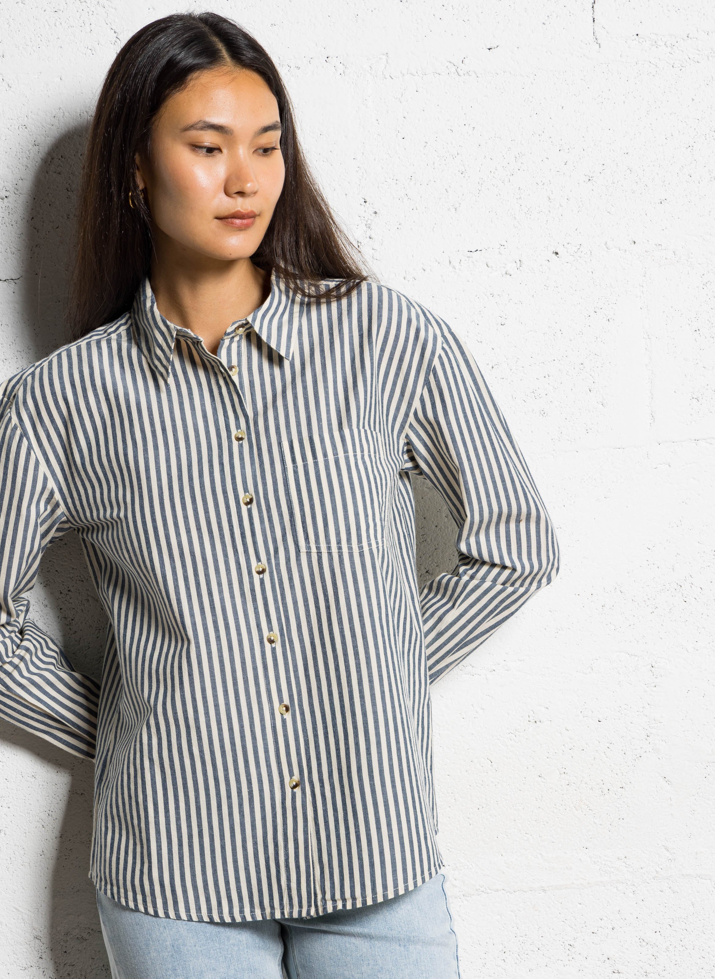 Chemise ajustée à rayures en coton savana MAISON 123 Violet