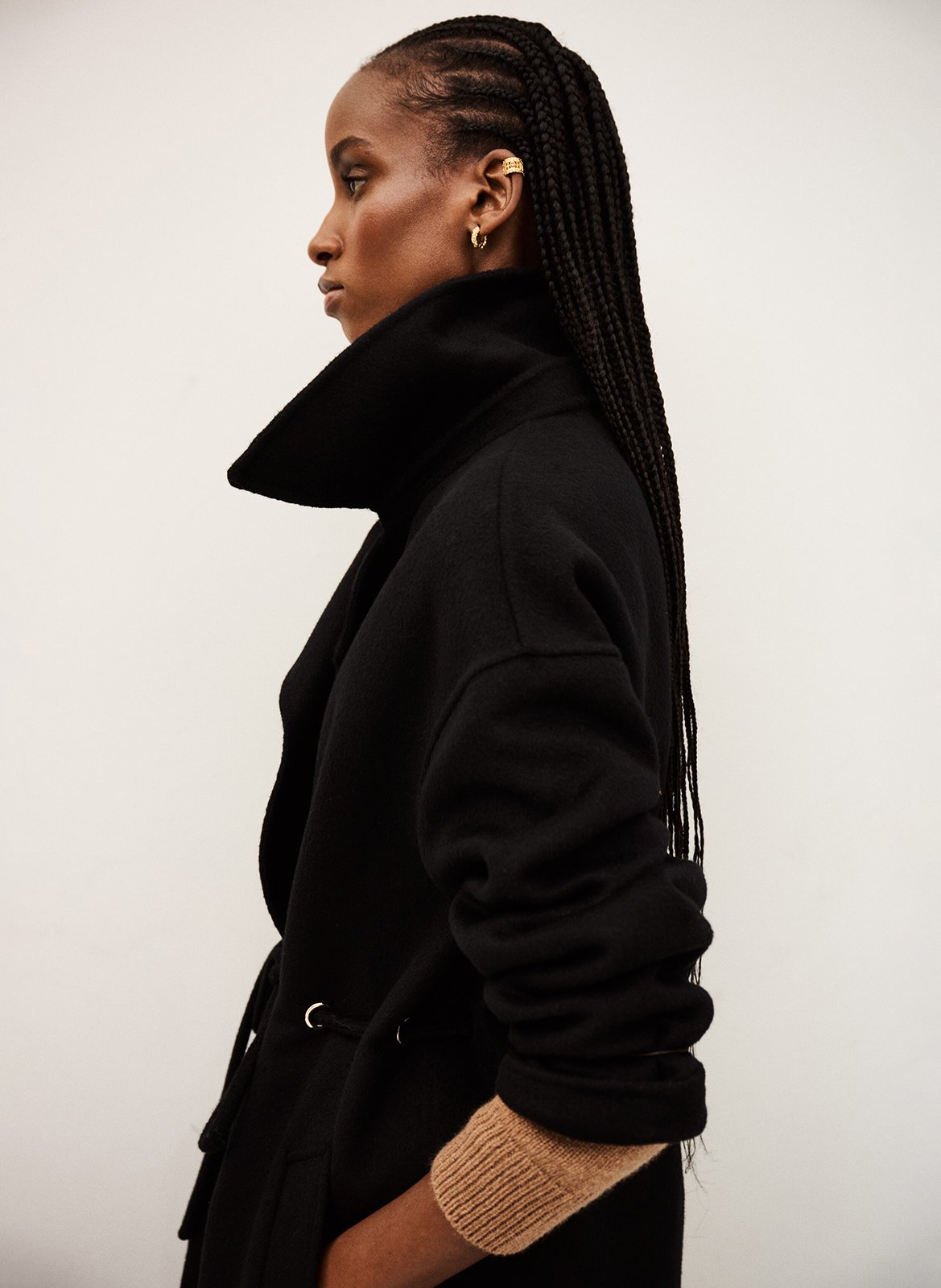 Manteau long col classique en laine mélangée kate BA&SH Noir