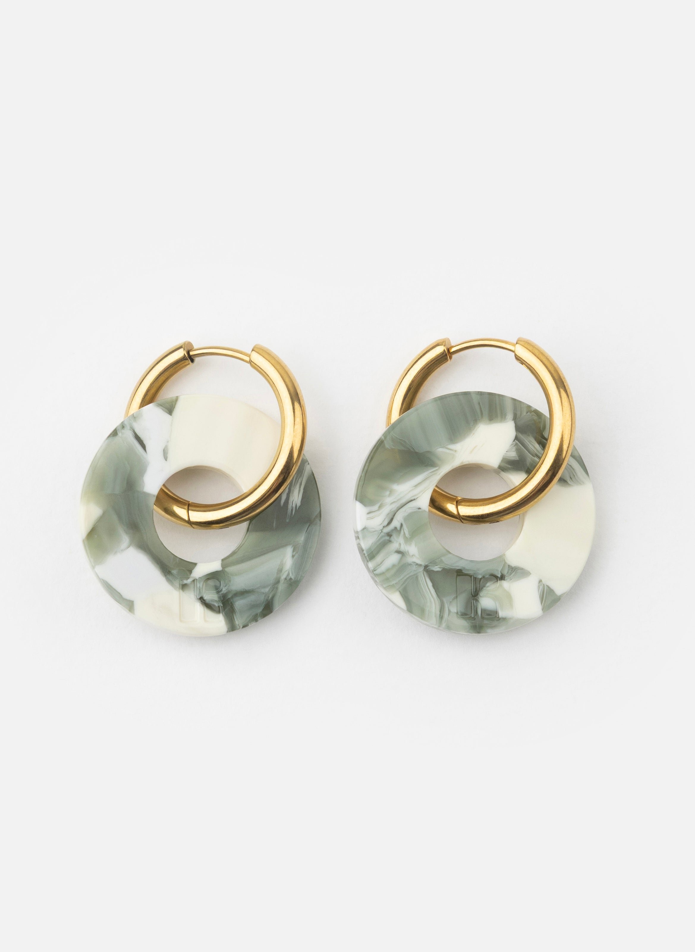 Boucles d'oreilles donuts avec anneaux en acier inoxydable doré  Marbre