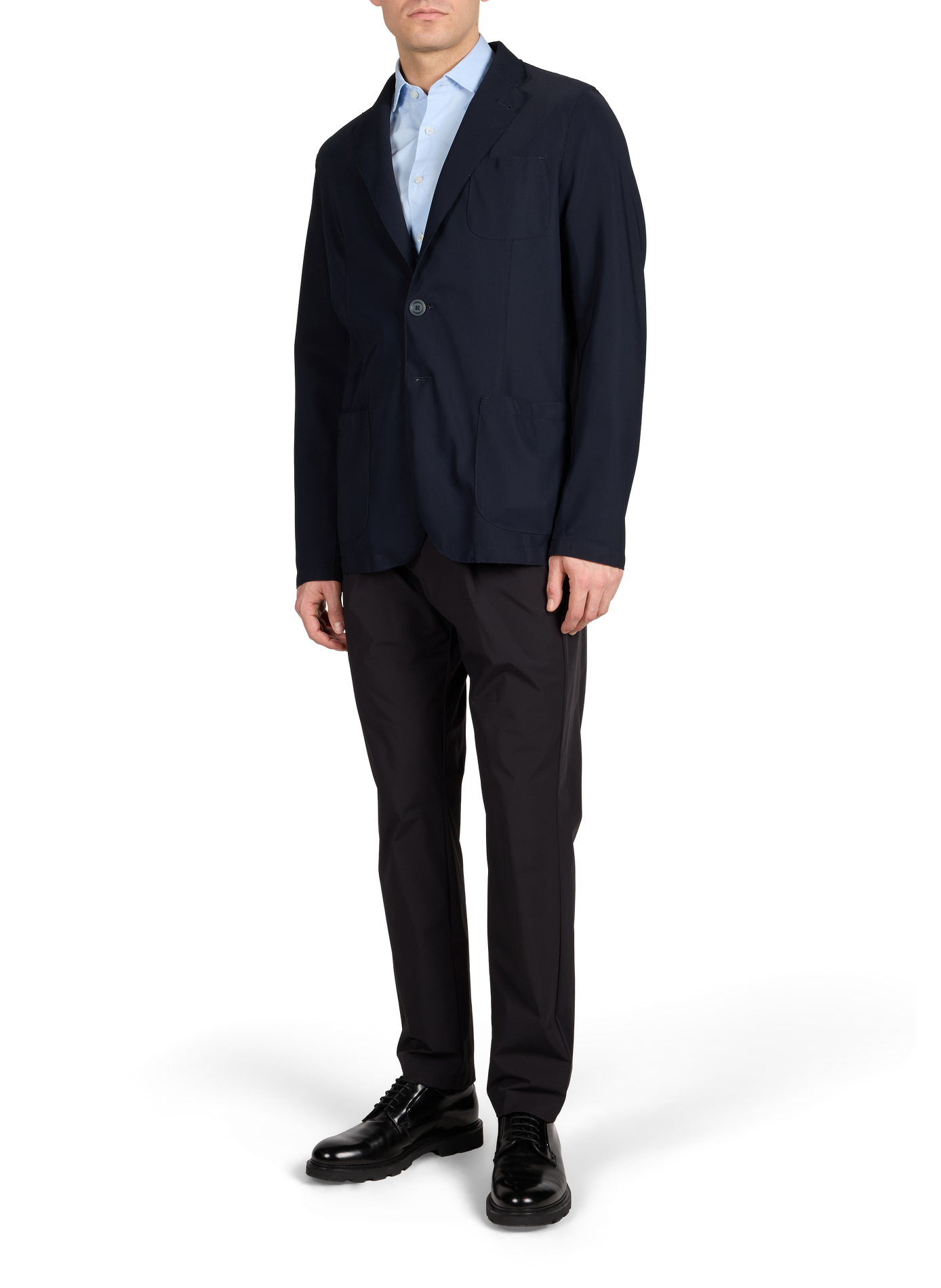 Solid straight blazer HERNO Blue