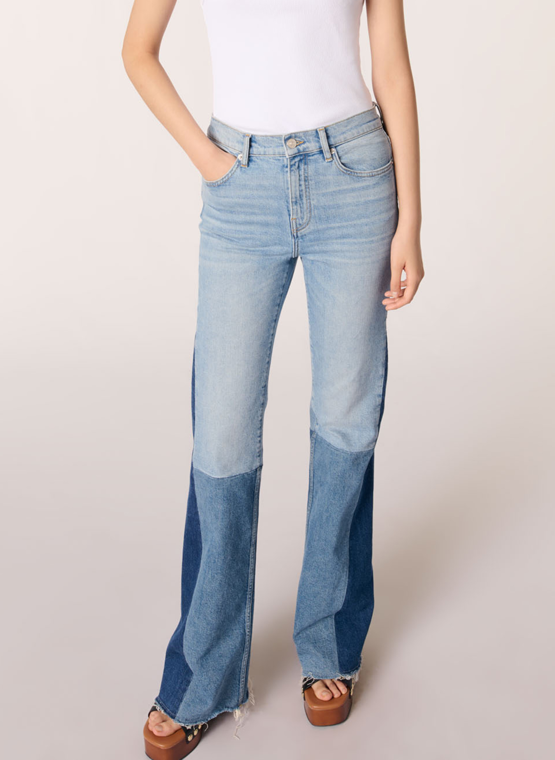 Jean droit patchwork MAJE Bleu