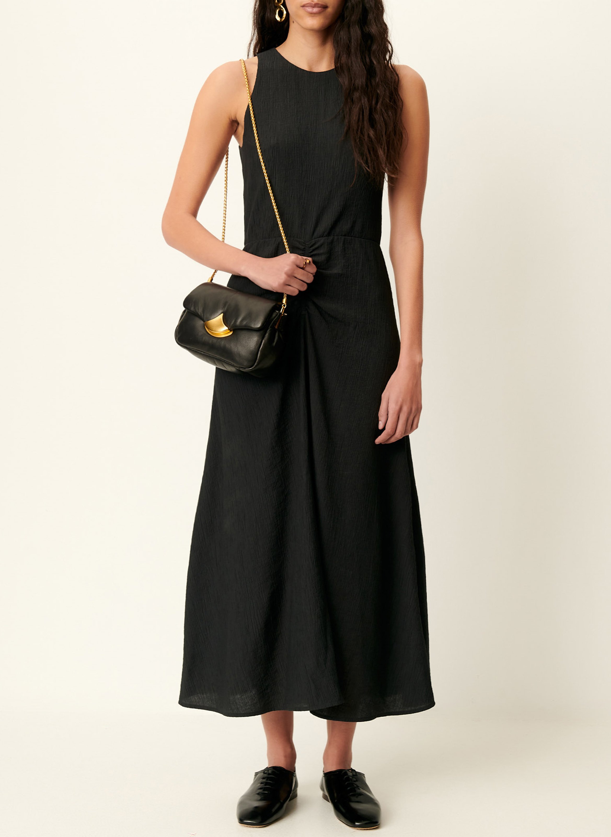 Robe midi col rond lua SESSUN Noir
