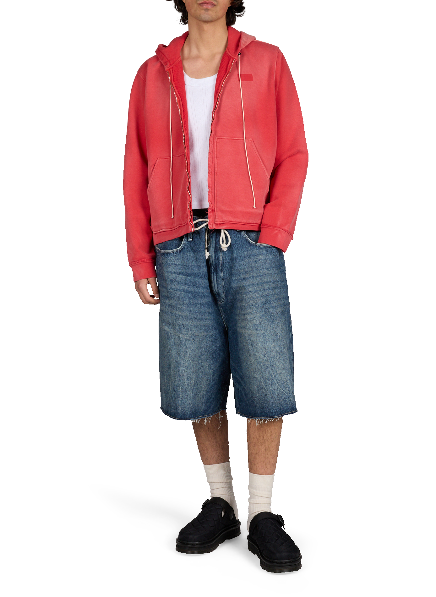 Sweat délavé à capuche en coton CAMIEL FORTGENS Rouge