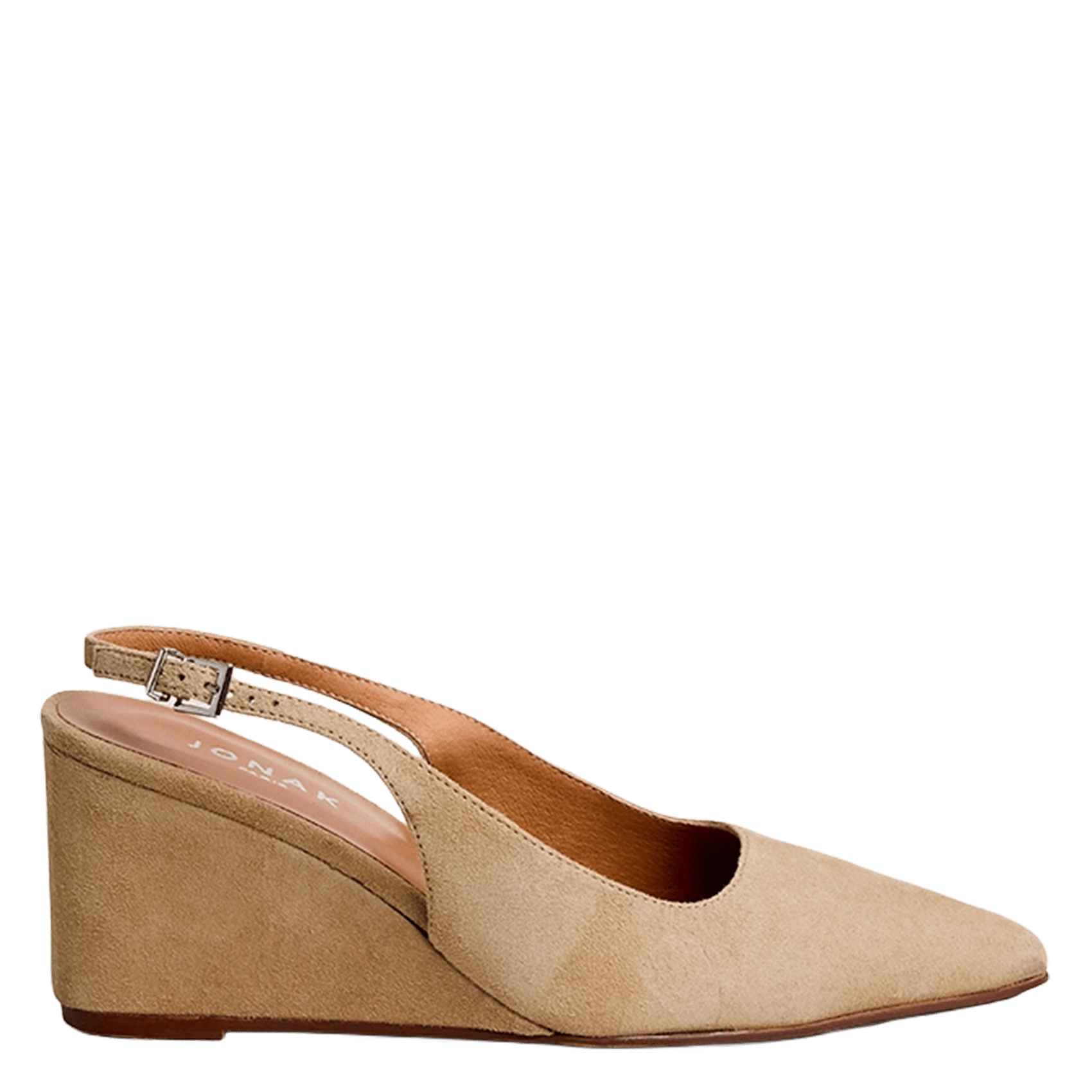 Escarpins pointus compensés en suède dixtine JONAK Marron