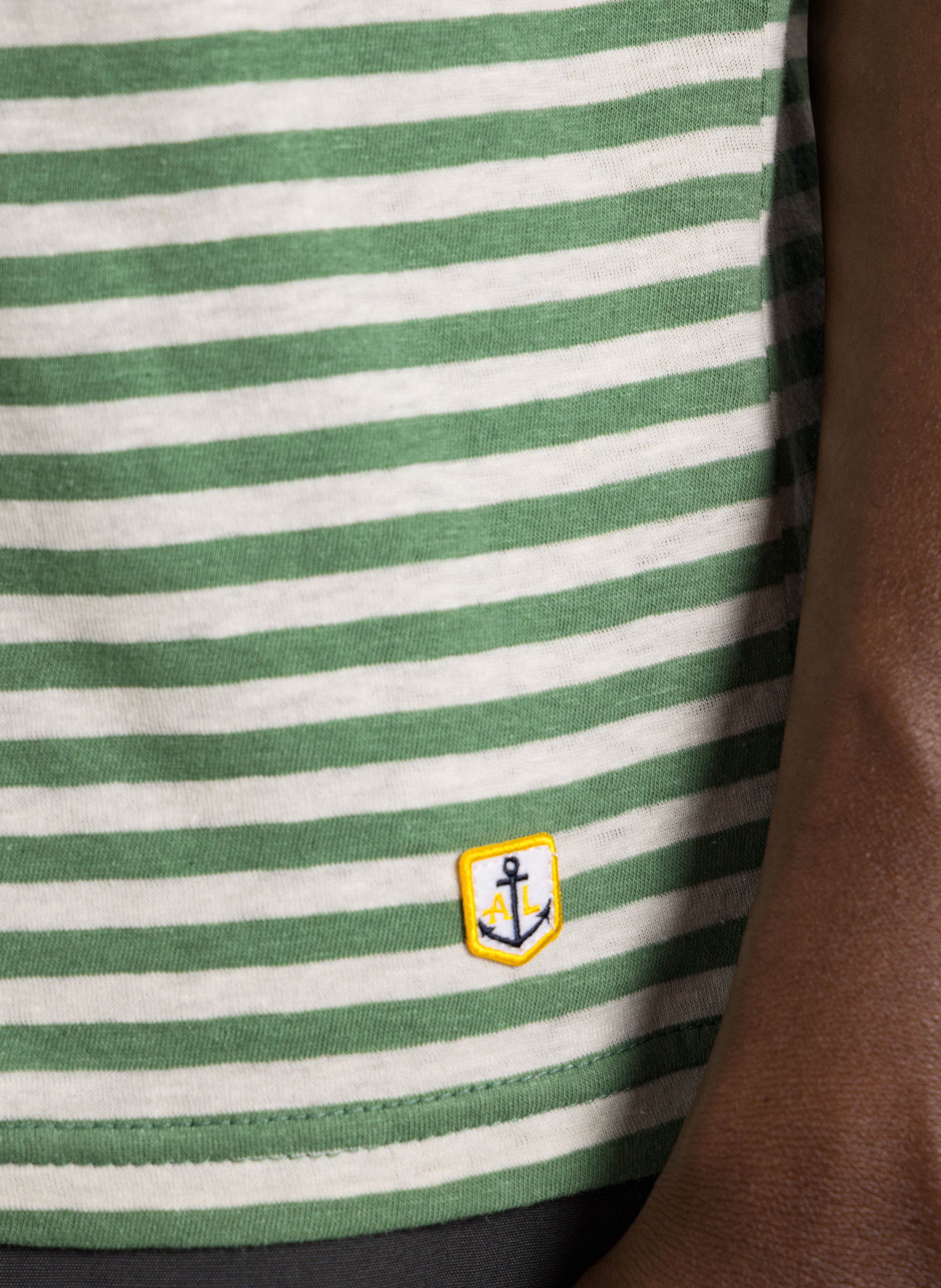 Round neck regular-fit striped T-shirt in mixed cotton ARMOR-LUX Green