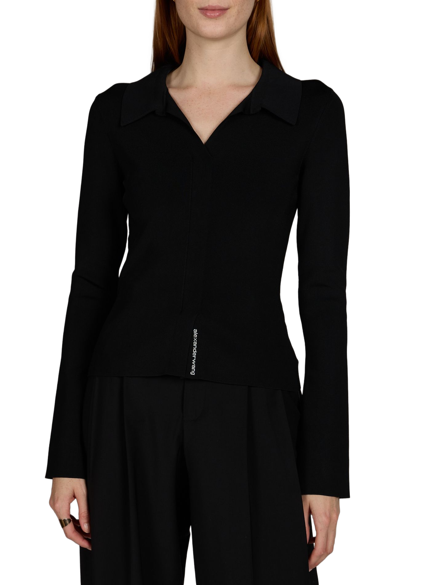 Polo ajusté manches longues uni ALEXANDER WANG Noir