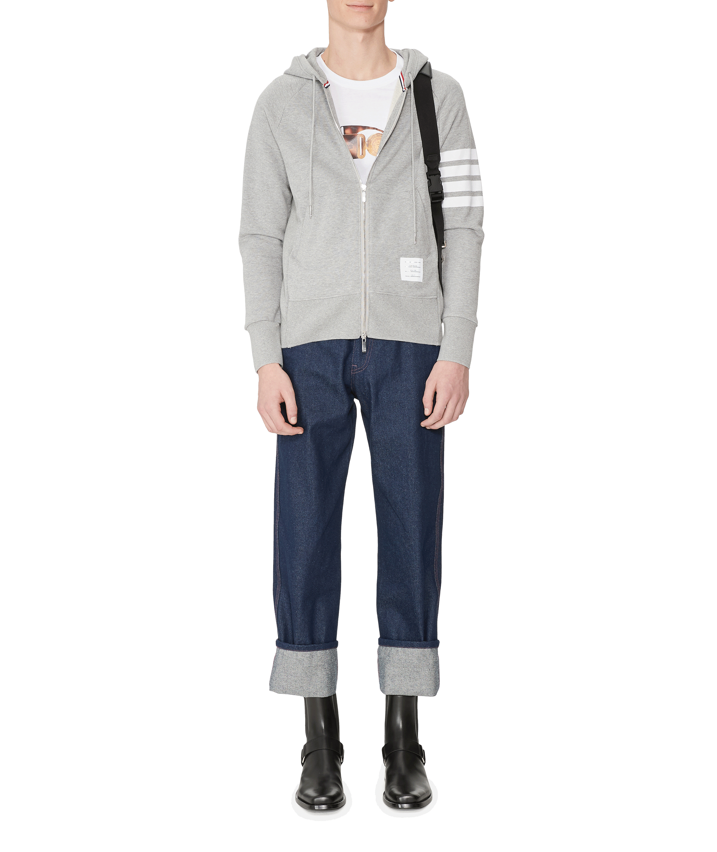 Katoenen hoodie THOM BROWNE Grijs