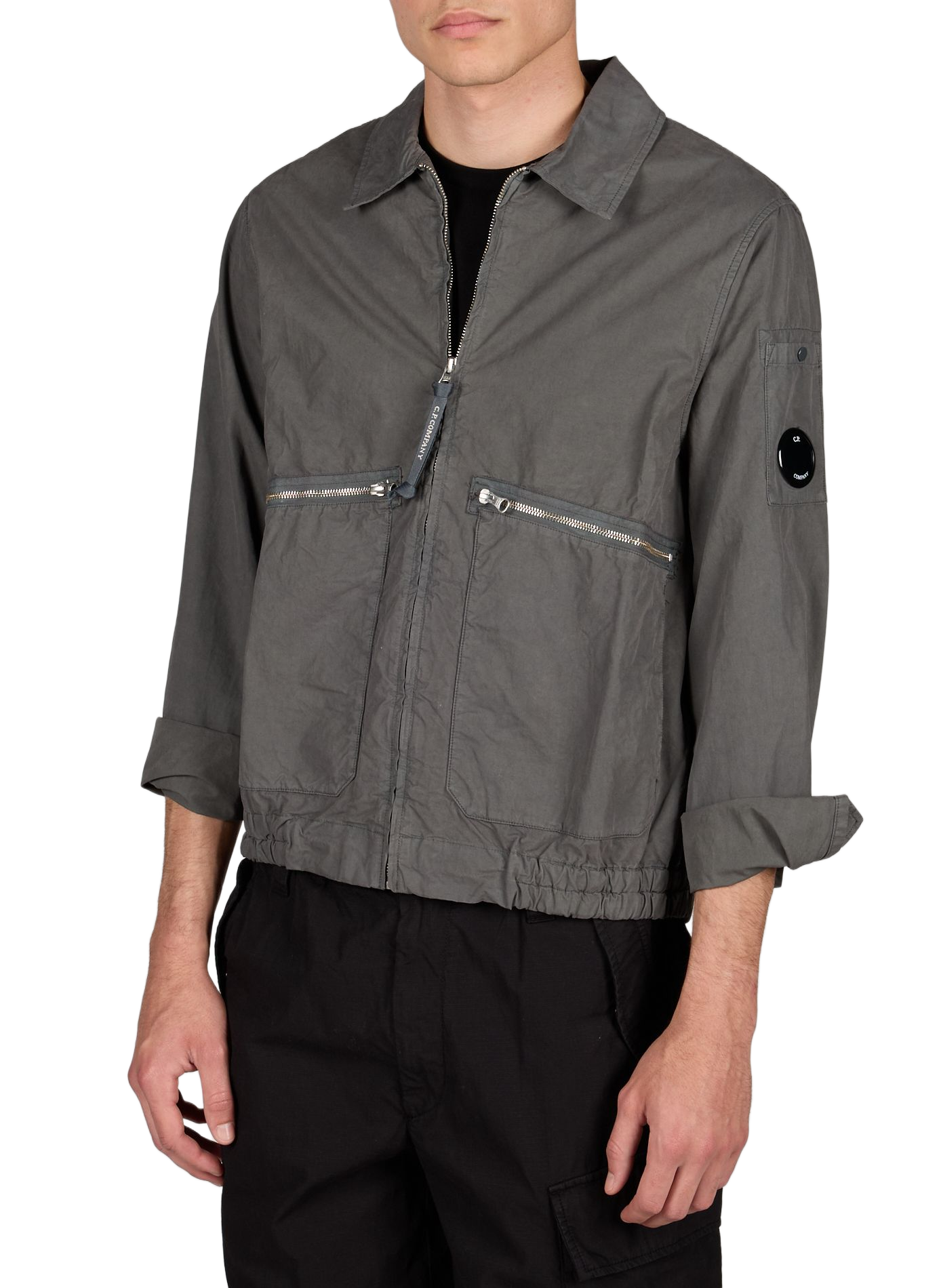 Solid jacket with large zip pockets in cotton CP COMPANY Grey