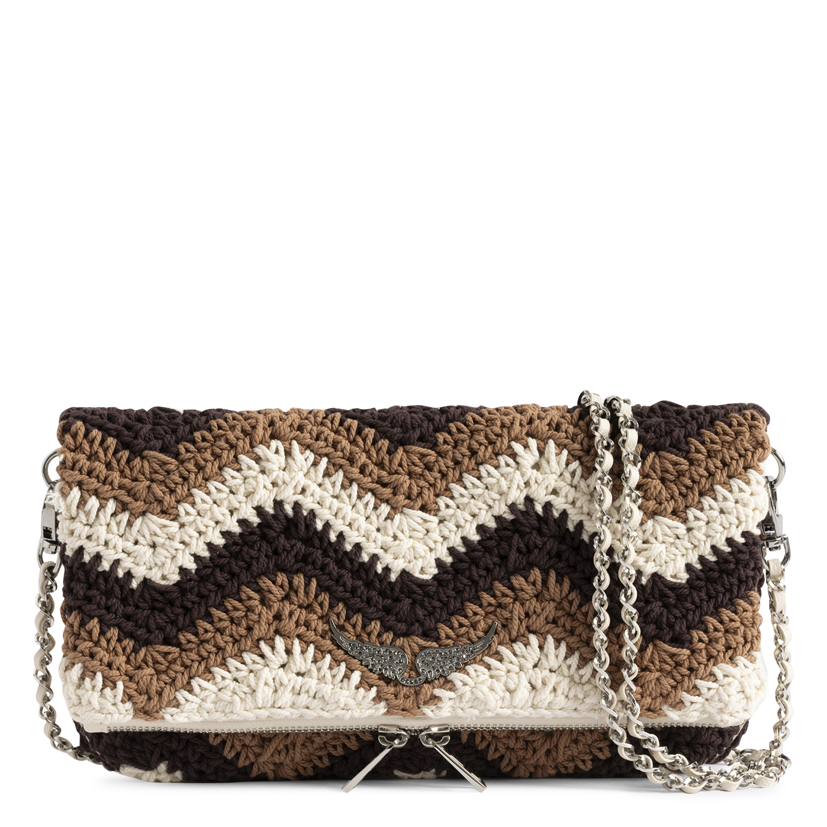 Pochette en coton macramé rock ZADIG&VOLTAIRE Marron
