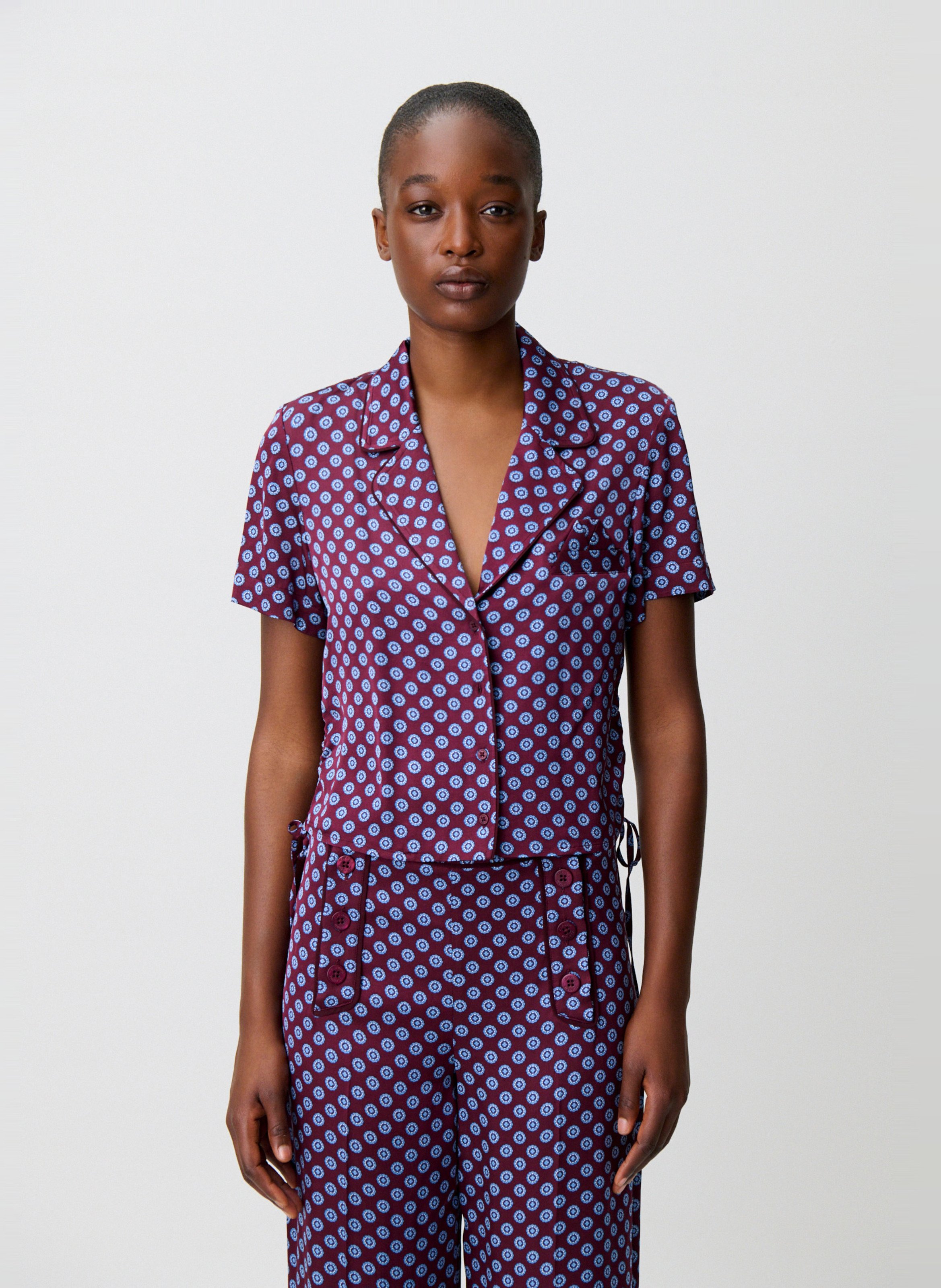Chemise droite courte imprimée CLAUDIE PIERLOT Rouge