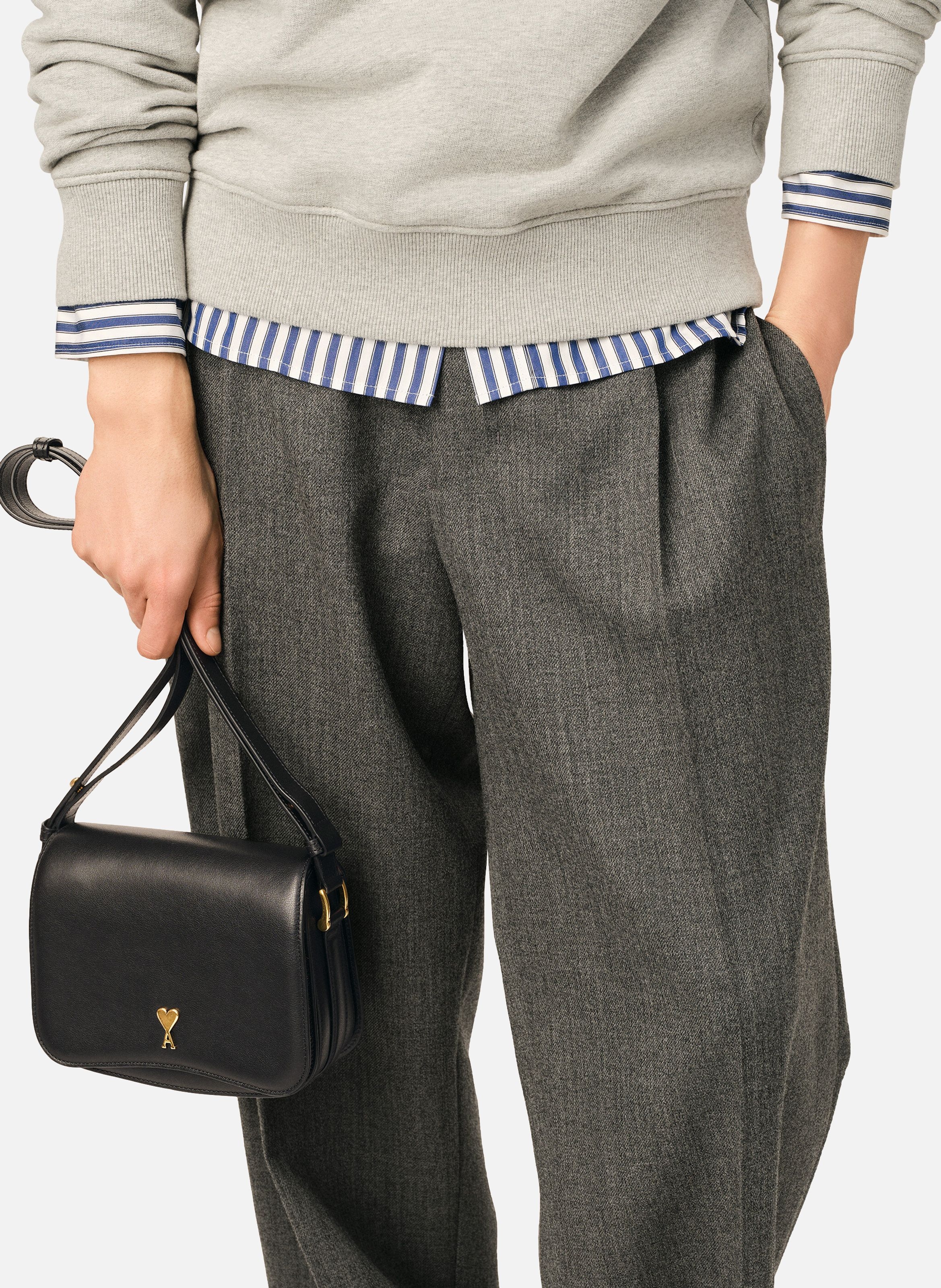 Sac paris paris unisexe en cuir de vachette AMI PARIS Noir