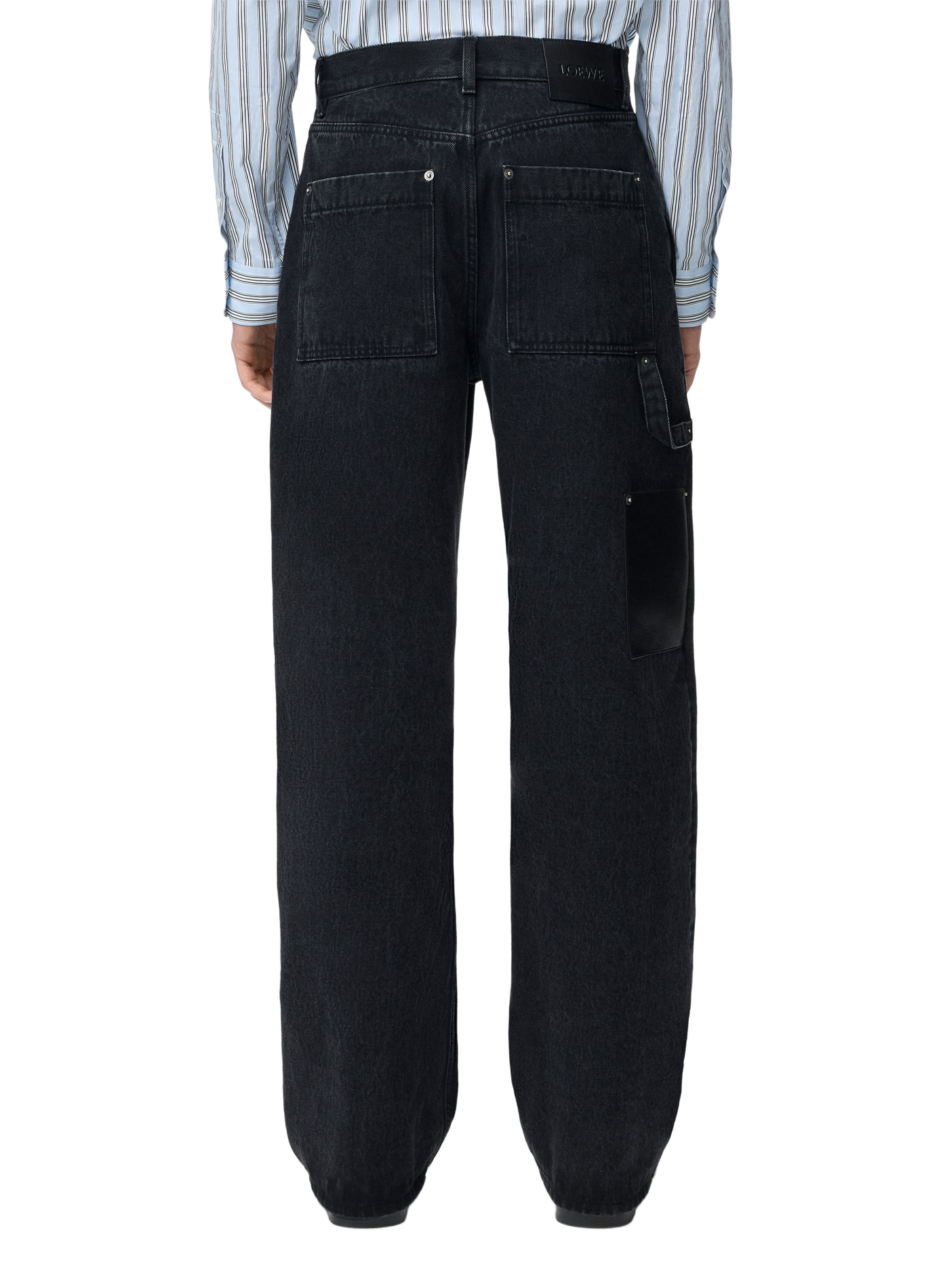 Jean en denim de coton délavé mi-épais LOEWE Black
