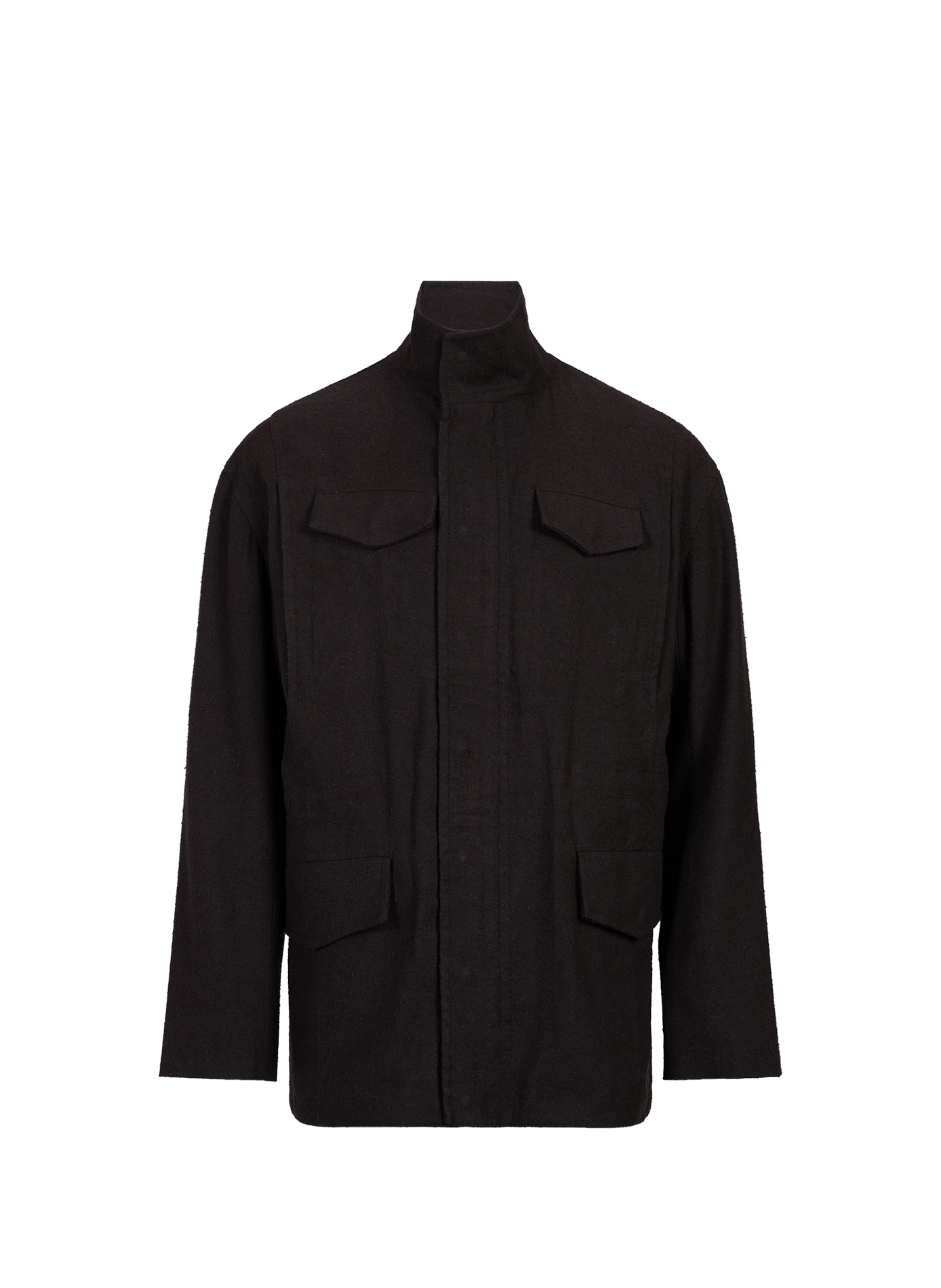 Straight zip-up jacket with high collar OMAR AFRIDI Brown