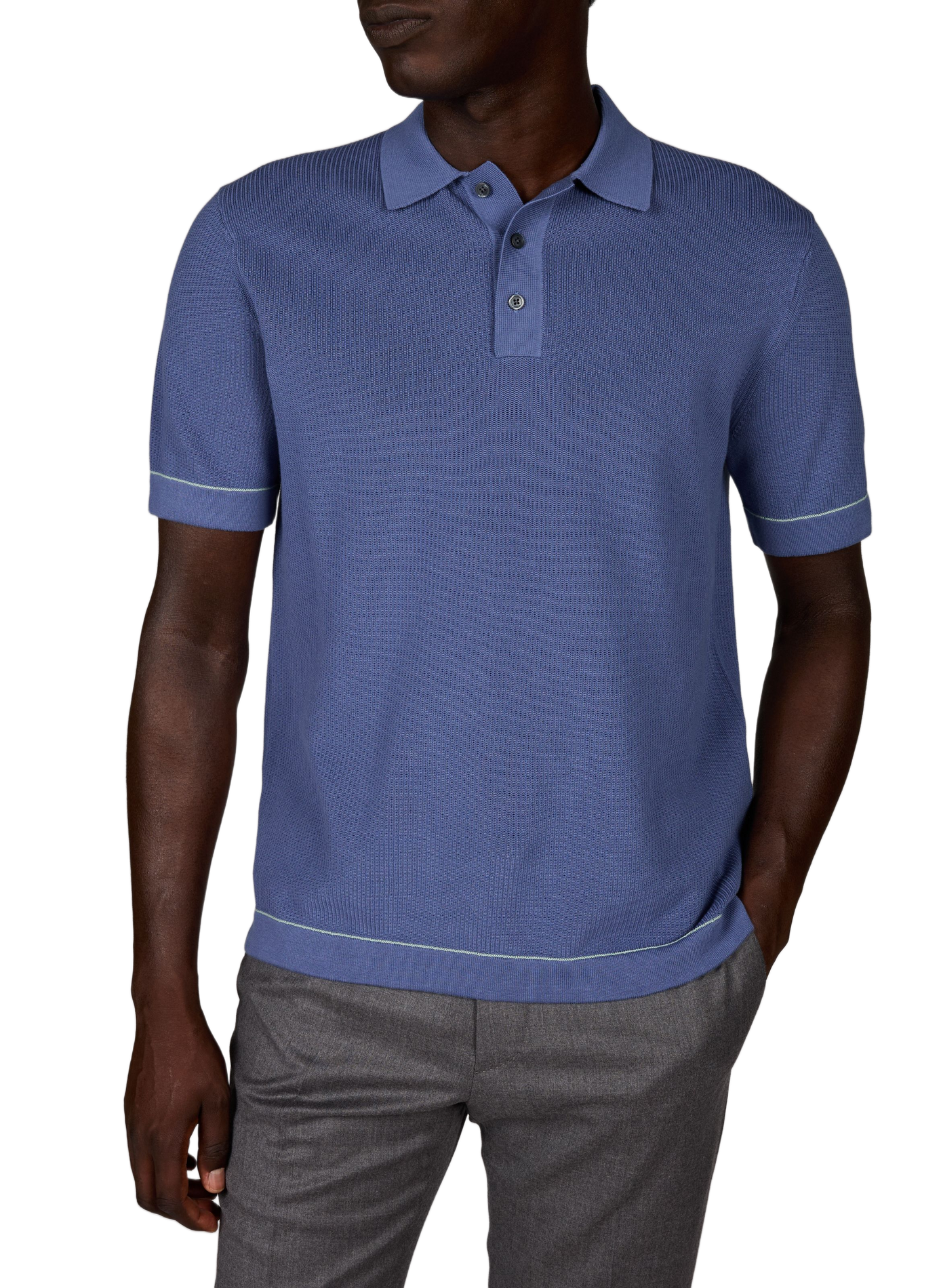 Polo côtelé en coton HACKETT Bleu