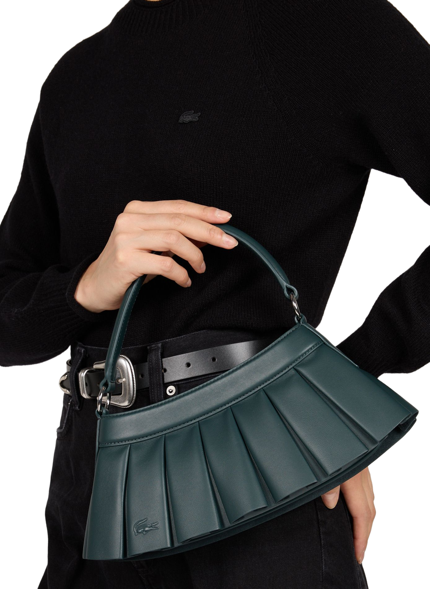 sac à main en cuir LACOSTE Vert