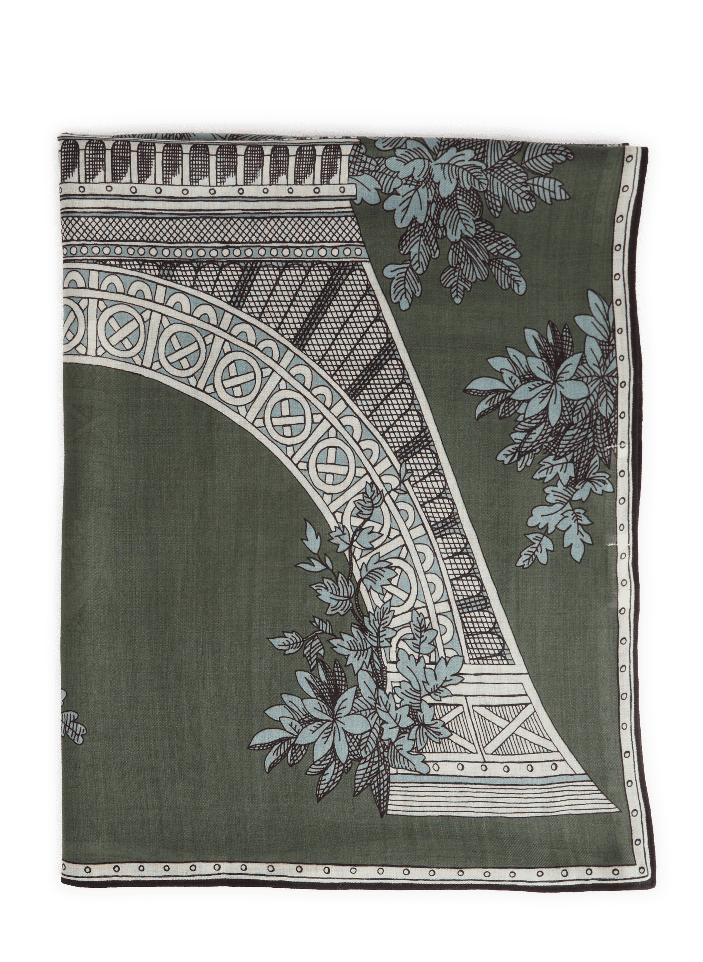 Printed wool scarf 1889 INOUI EDITIONS Khaki